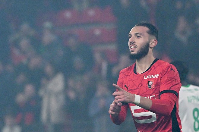 Amine Gouiri, a potential target for Galatasaray, in action for Rennes