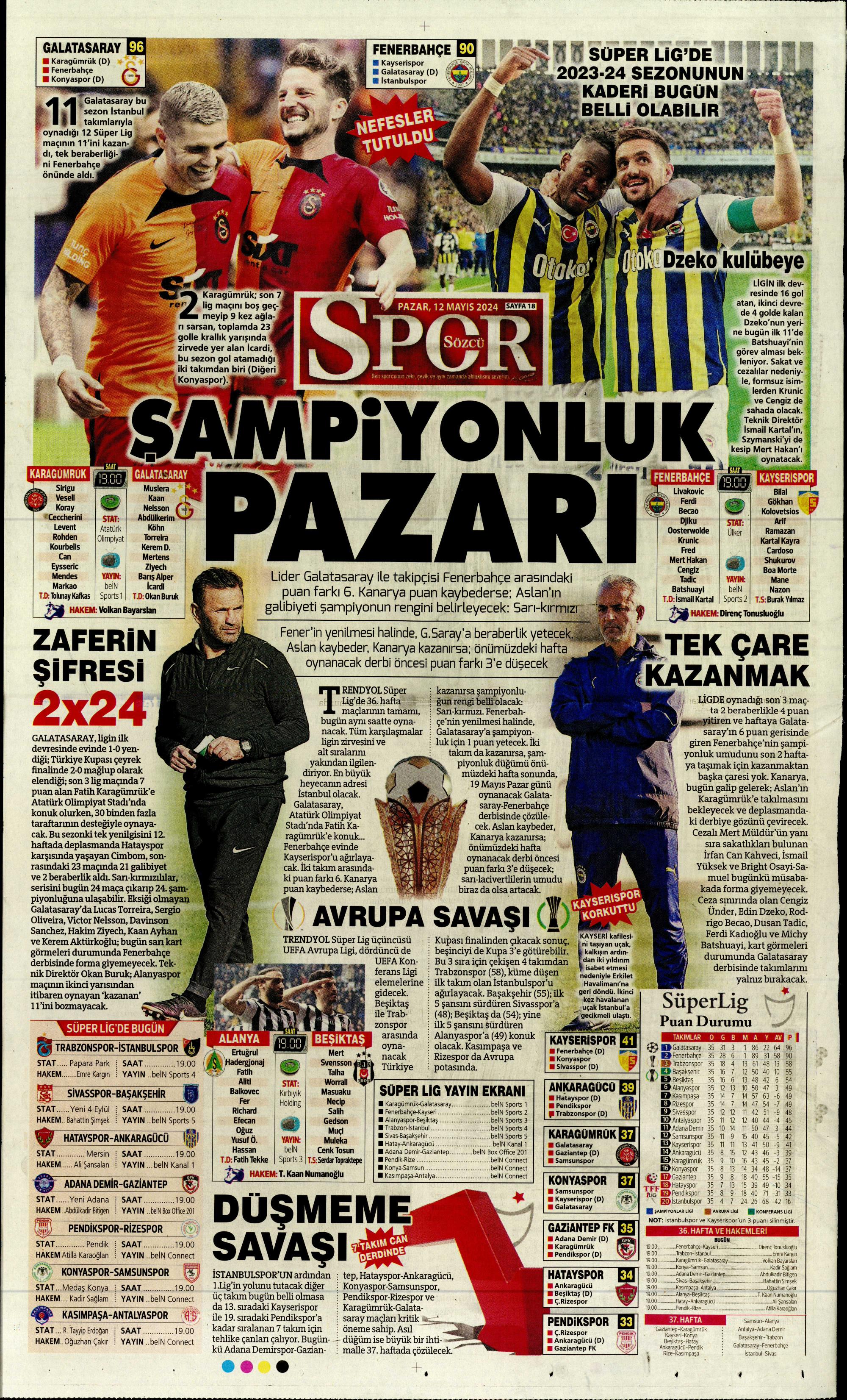 "Kerem piyangosu" | Sporun manşetleri (12 Mayıs 2024)  - 36. Foto