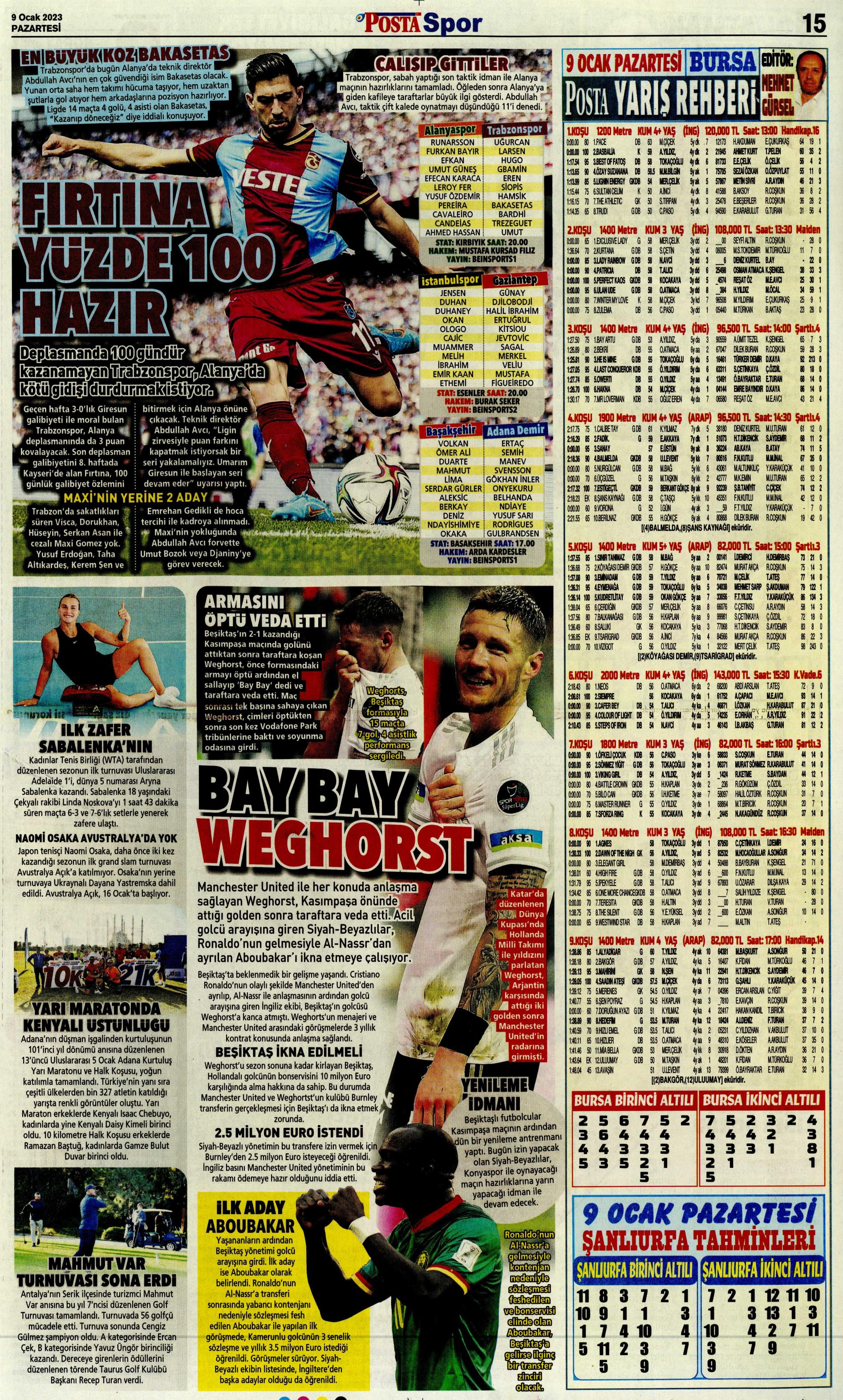 Sporun Manşetleri (9 Ocak 2023)  - 35. Foto