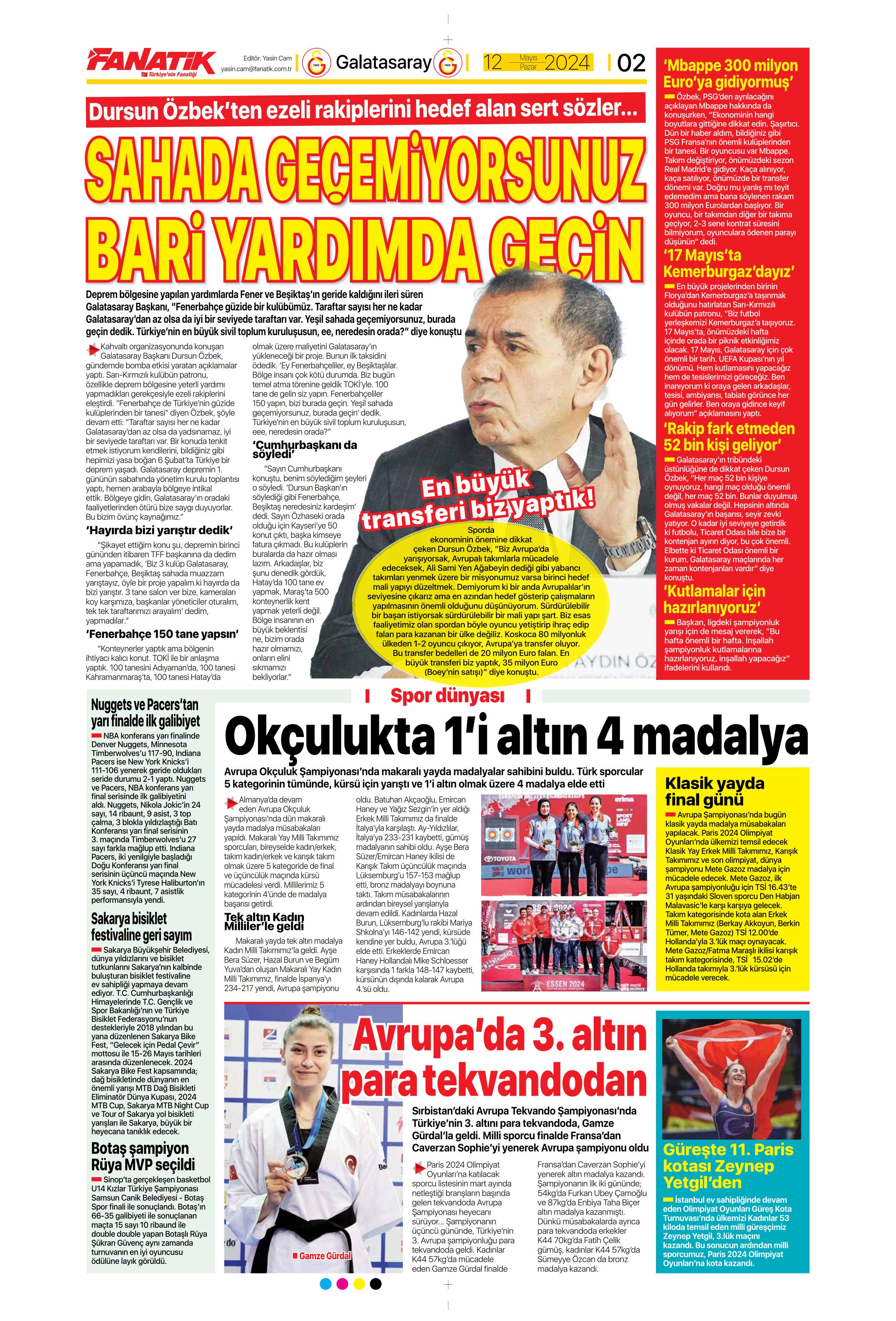 "Kerem piyangosu" | Sporun manşetleri (12 Mayıs 2024)  - 6. Foto