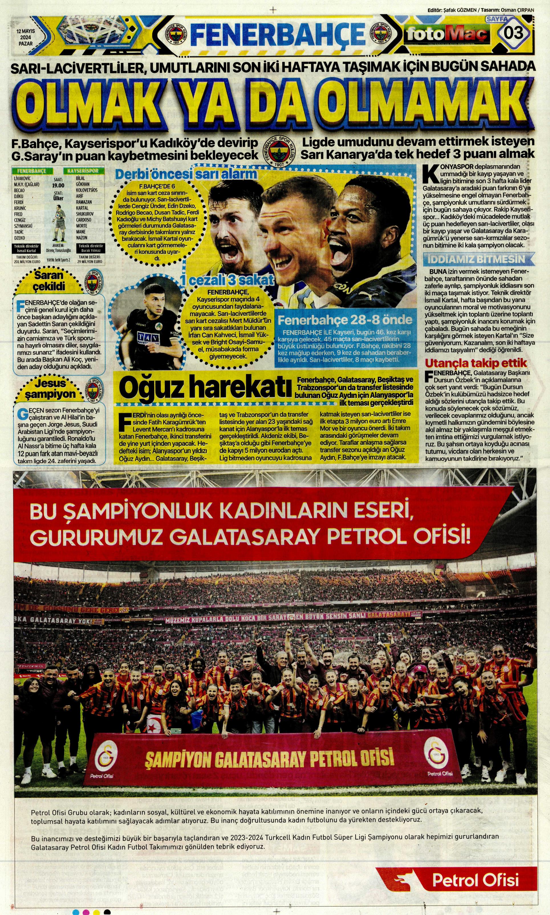 "Kerem piyangosu" | Sporun manşetleri (12 Mayıs 2024)  - 13. Foto