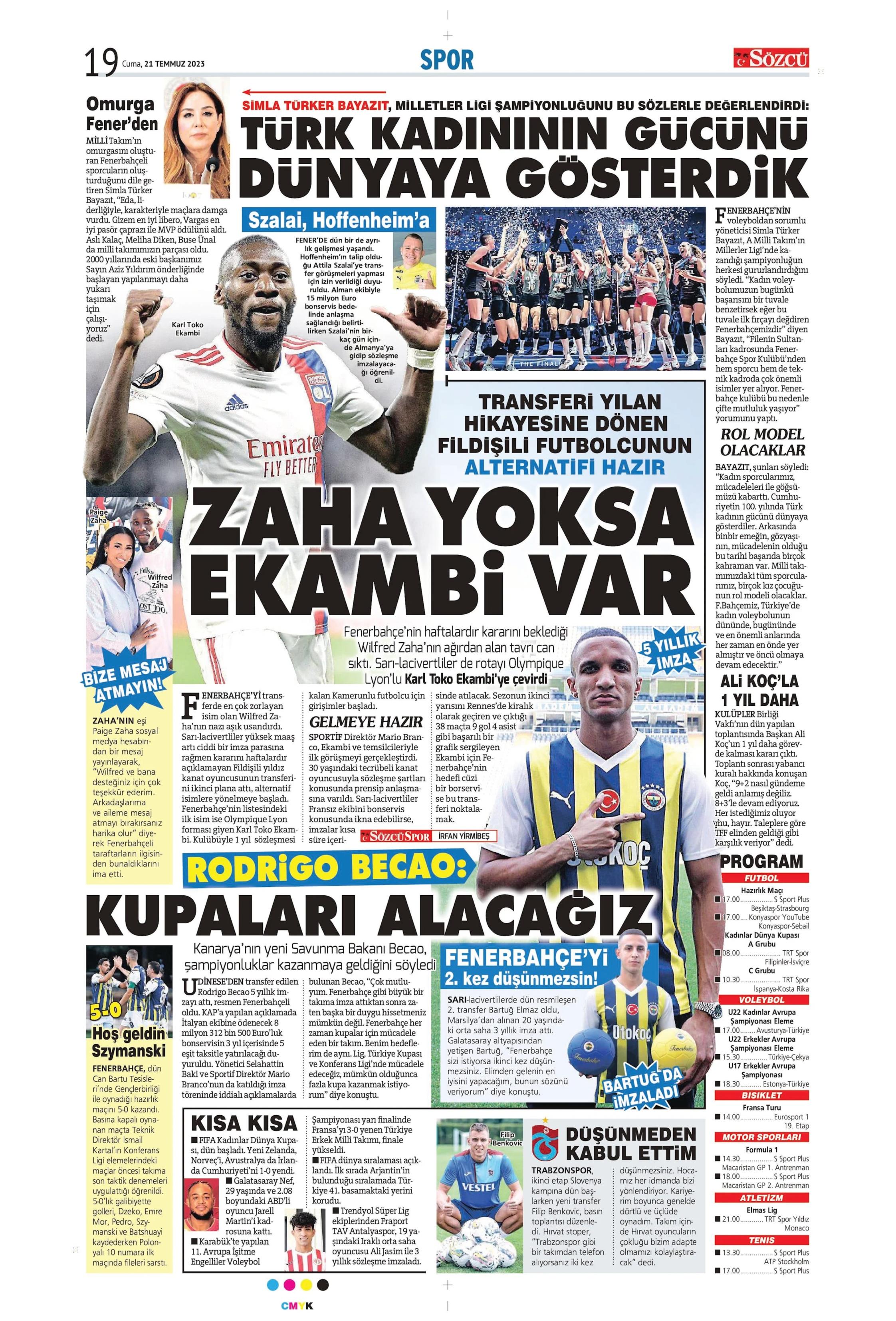 "Zaha için rekor teklif" | Sporun Manşetleri  - 28. Foto