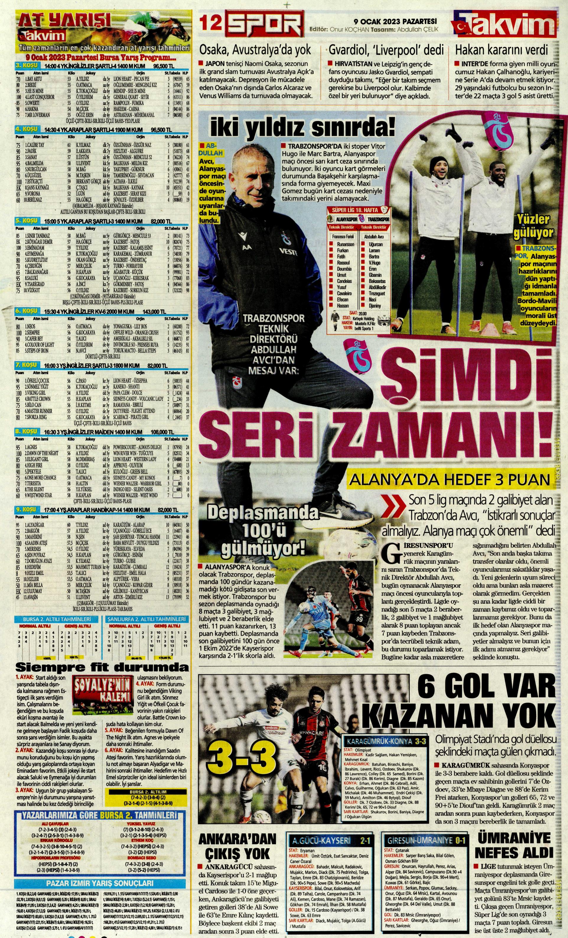 Sporun Manşetleri (9 Ocak 2023)  - 48. Foto