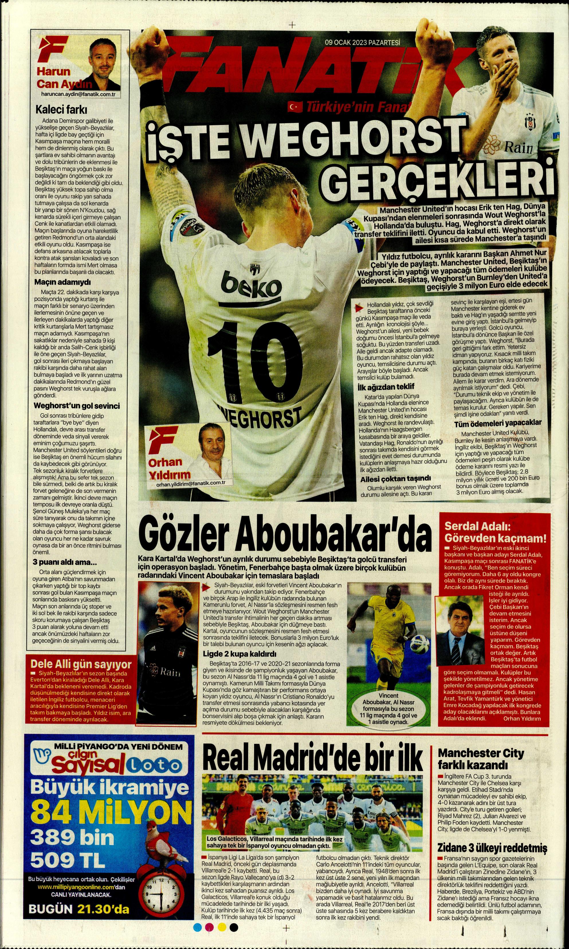 Sporun Manşetleri (9 Ocak 2023)  - 9. Foto