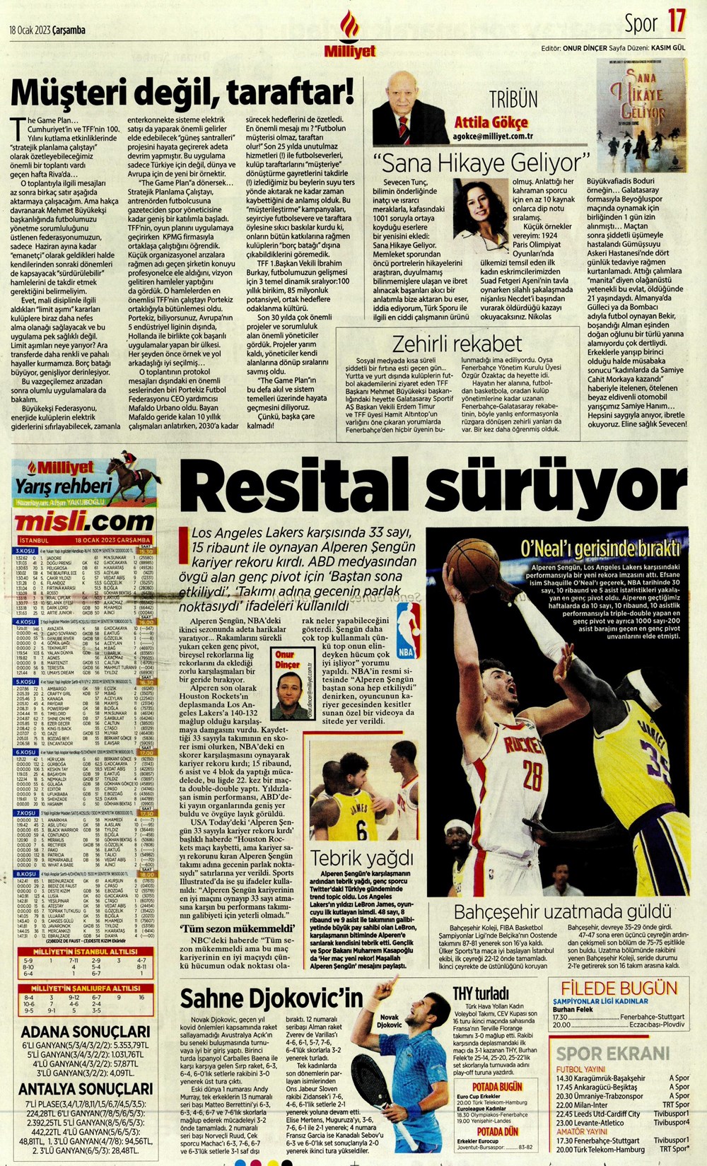 Sporun Manşetleri (18 Ocak 2023) - 21. Foto