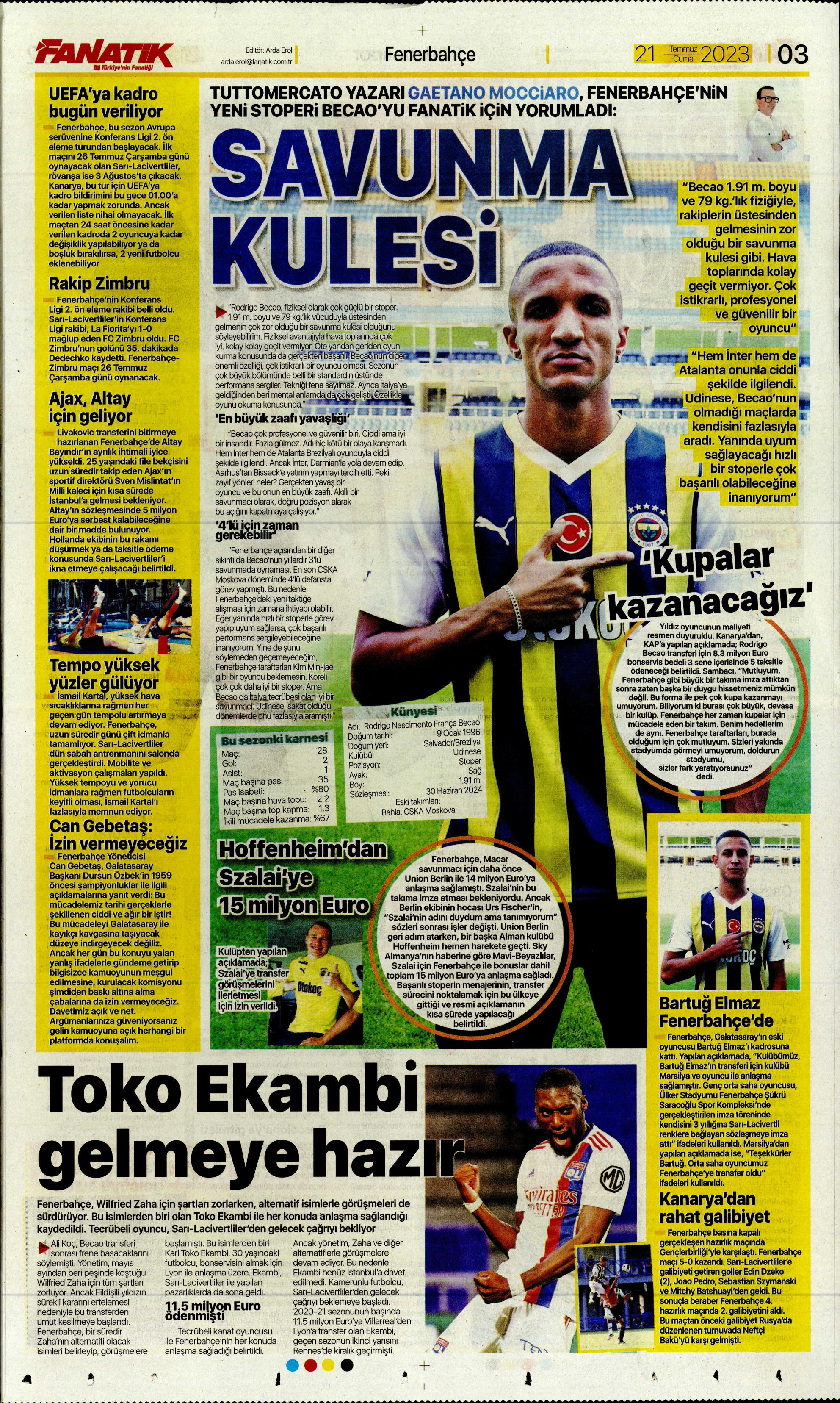 "Zaha için rekor teklif" | Sporun Manşetleri  - 2. Foto