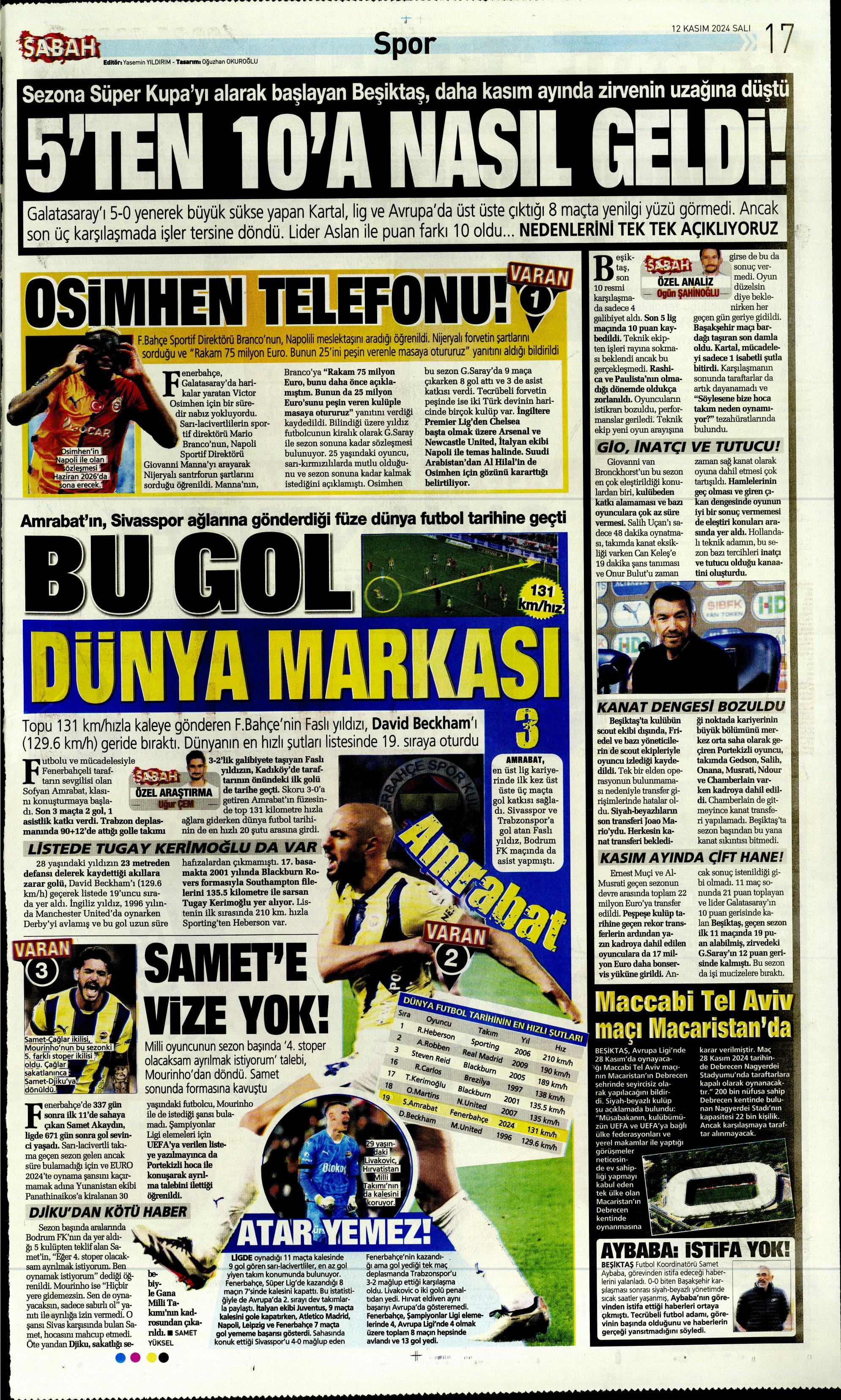 "Listenin başında onlar var: Talisca & Brown" | Sporun manşetleri (12 Kasım 2024)  - 28. Foto