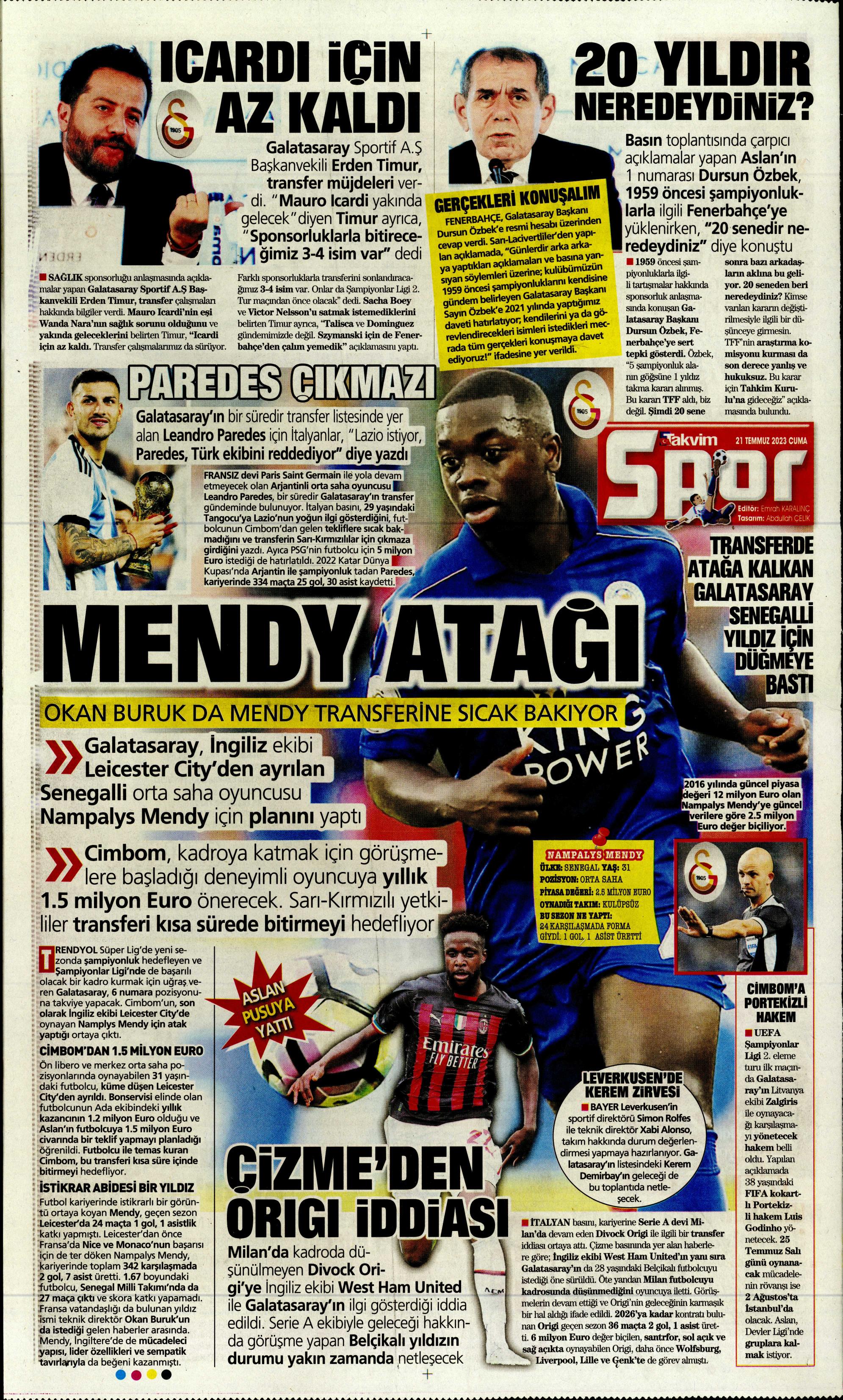 "Zaha için rekor teklif" | Sporun Manşetleri  - 27. Foto