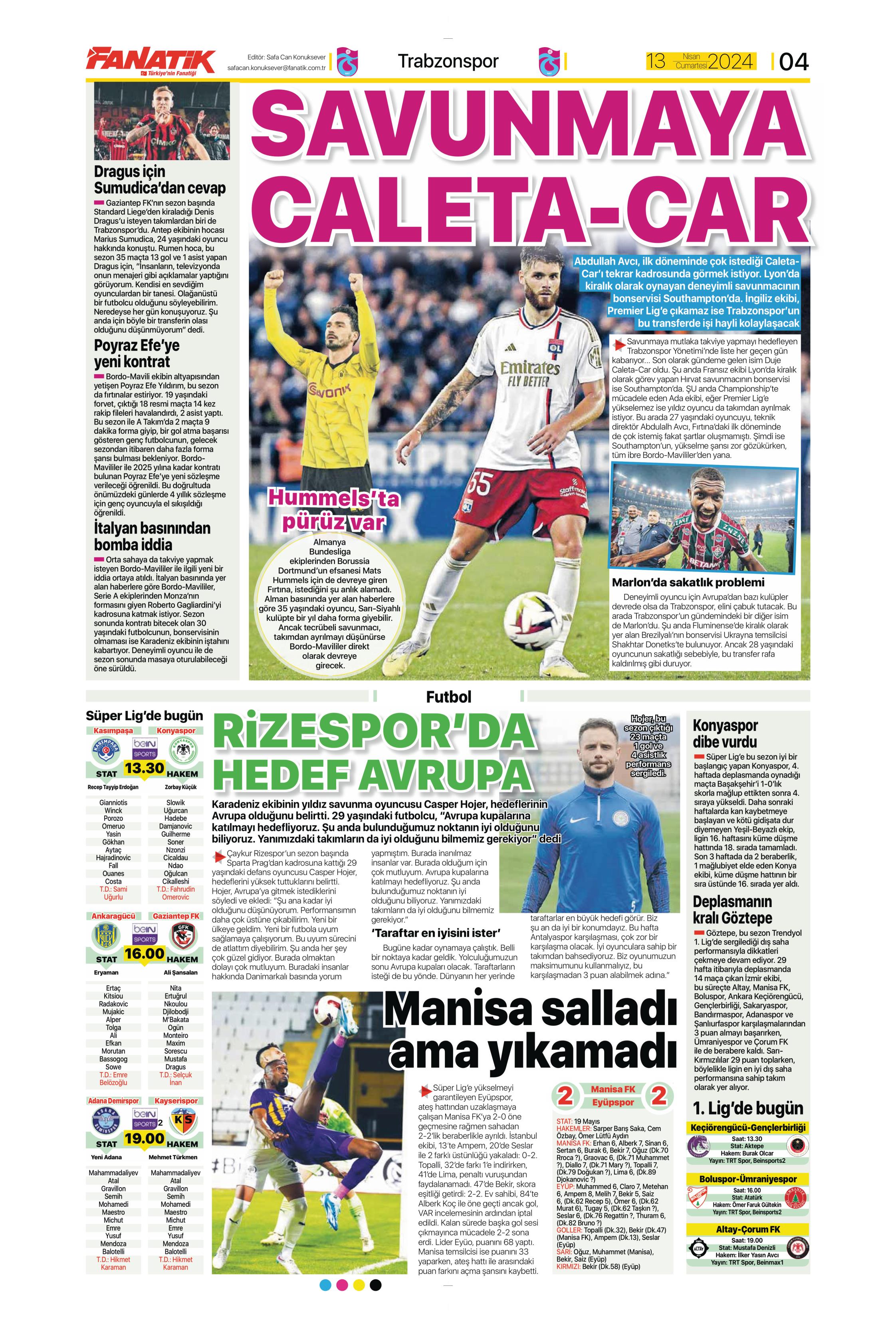 "Cimbom'un çehresi değişecek" | Sporun manşetleri (13 Nisan 2024)  - 5. Foto