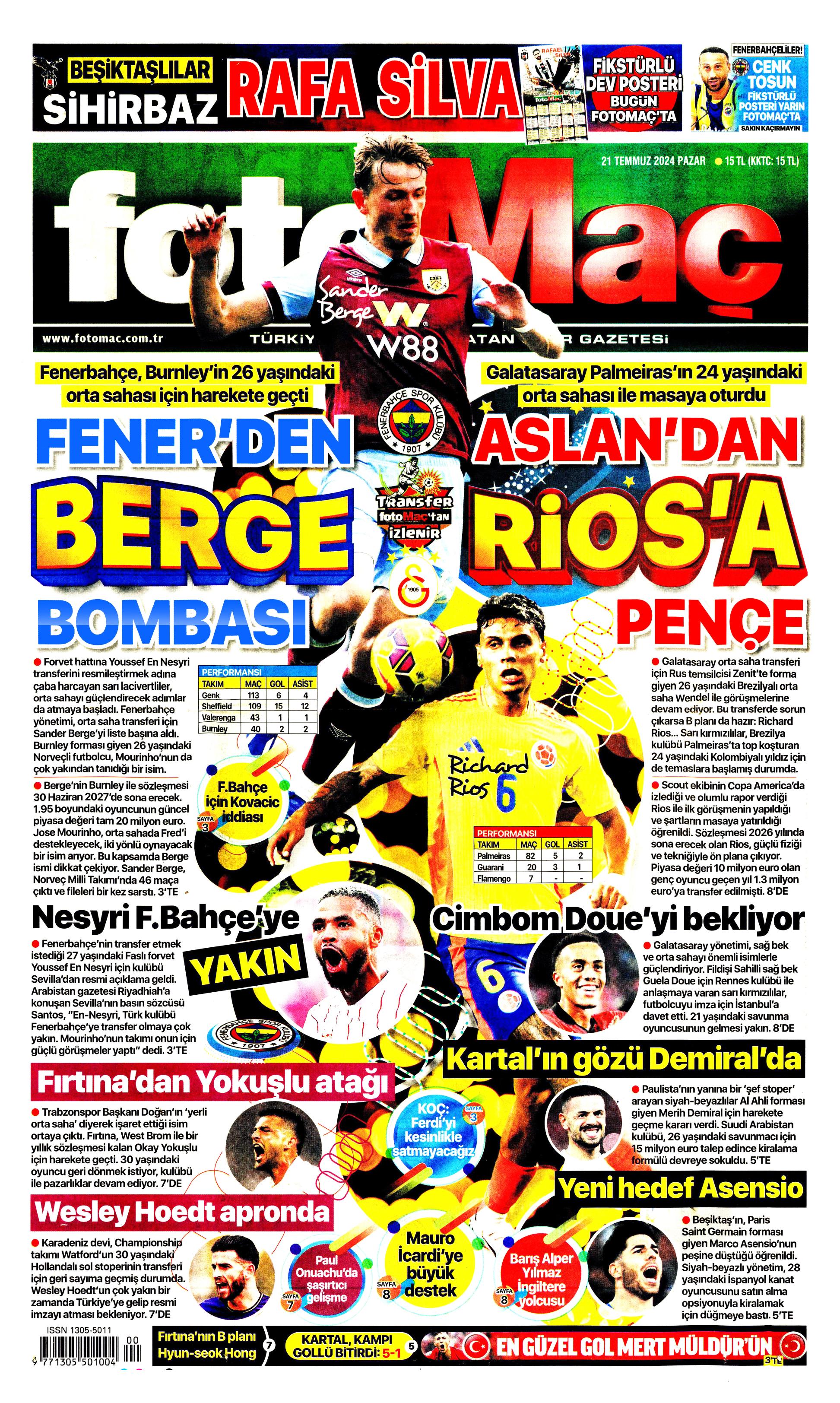 "Fenerbahçe'den Berge hamlesi" | Sporun Manşetleri (21 Temmuz 2024)  - 11. Foto