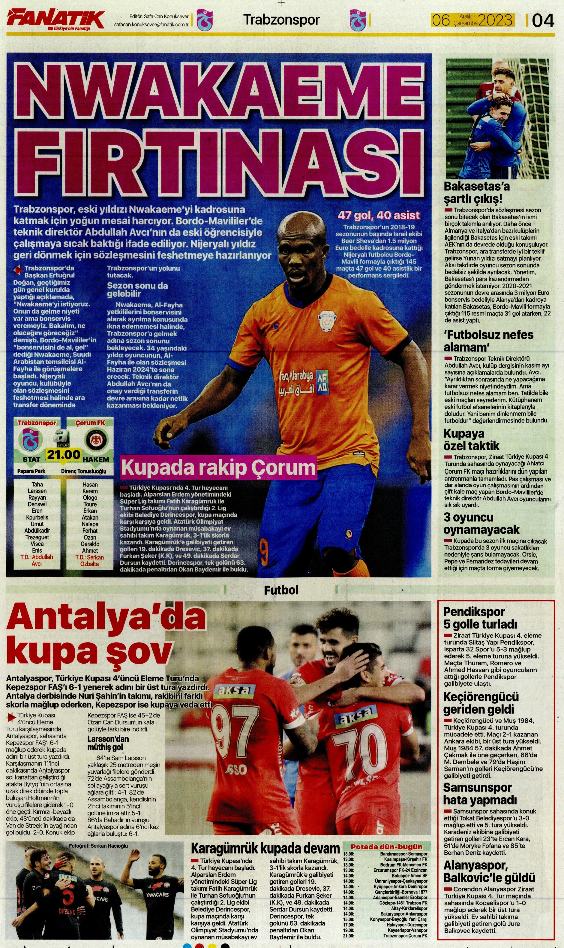 "Aslan'da operasyon başladı" | Sporun manşetleri (6 Aralık 2023)  - 3. Foto