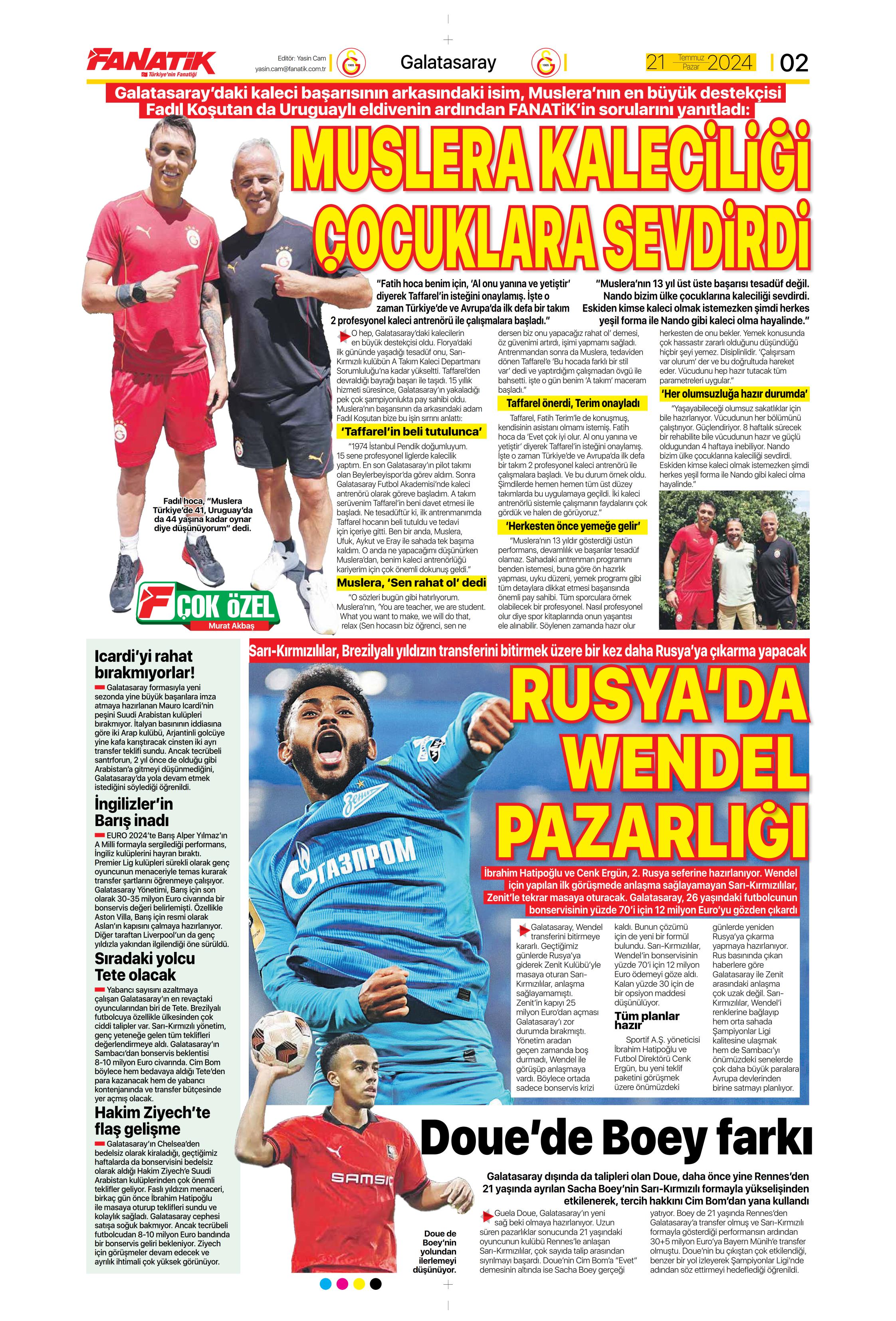 "Fenerbahçe'den Berge hamlesi" | Sporun Manşetleri (21 Temmuz 2024)  - 4. Foto