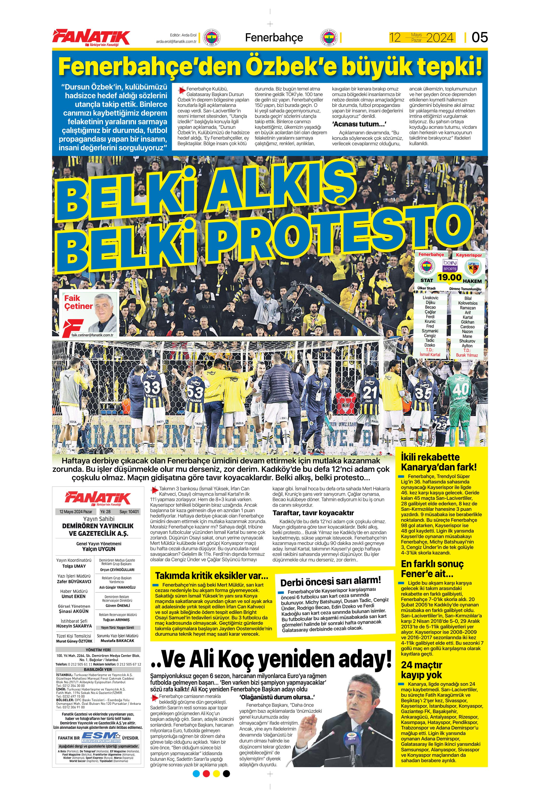 "Kerem piyangosu" | Sporun manşetleri (12 Mayıs 2024)  - 9. Foto