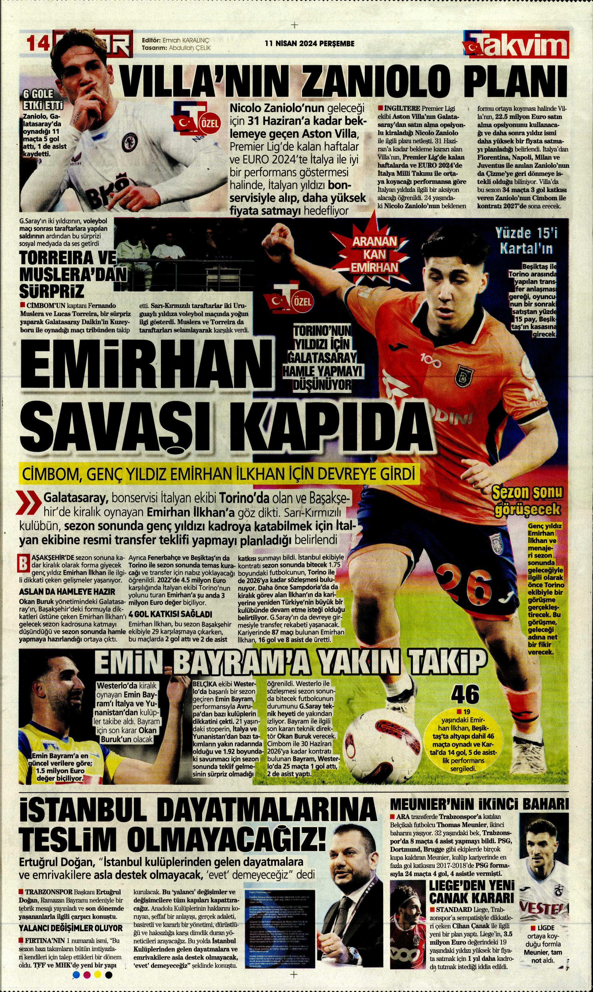 "Terim'in yerine Santos" | Sporun manşetleri (11 Nisan 2024)  - 31. Foto