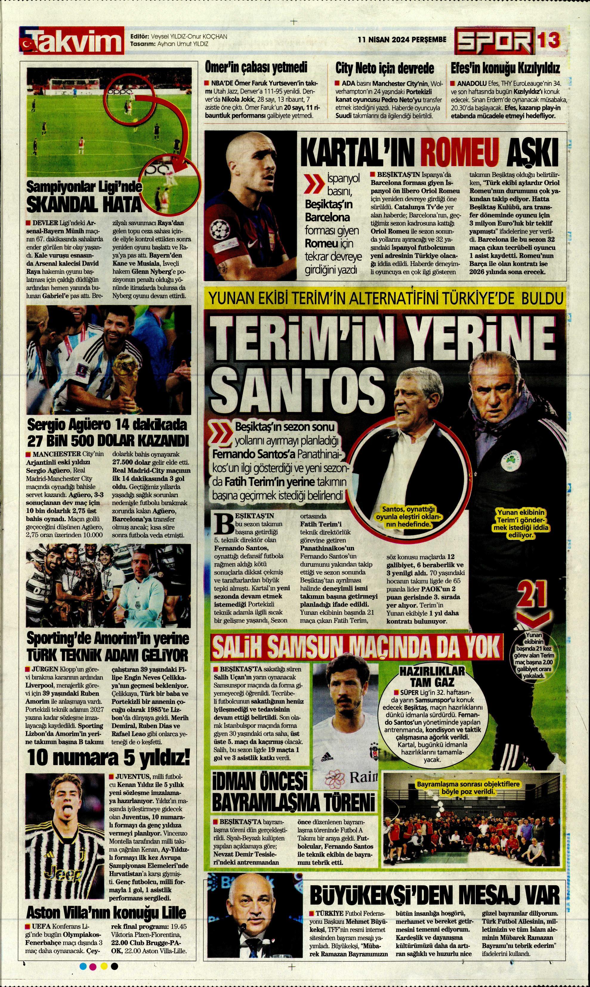 "Terim'in yerine Santos" | Sporun manşetleri (11 Nisan 2024)  - 28. Foto