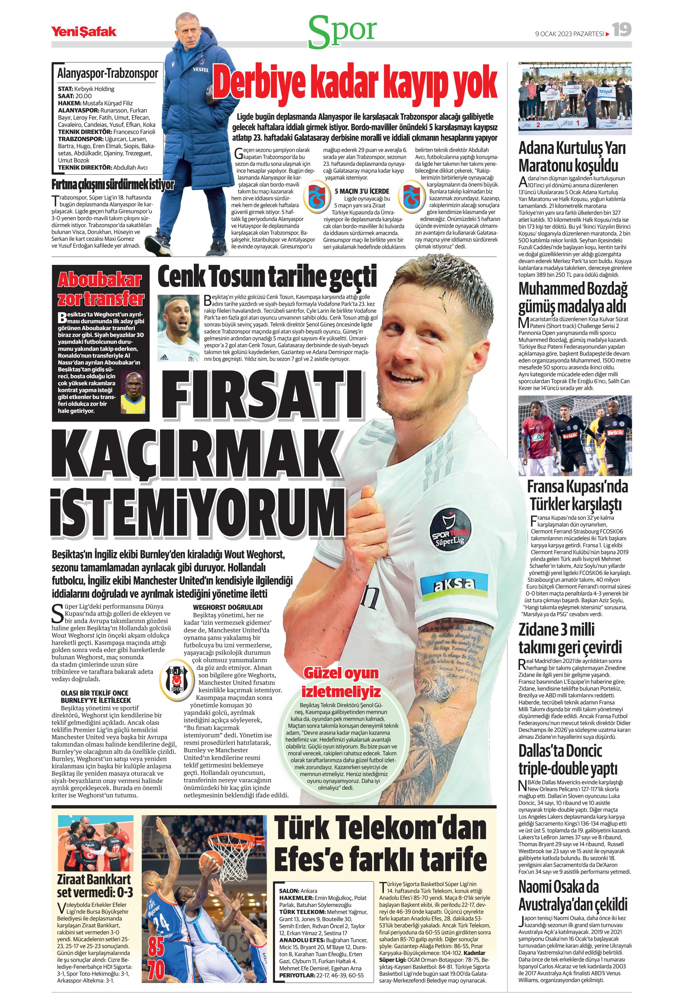 Sporun Manşetleri (9 Ocak 2023)  - 52. Foto