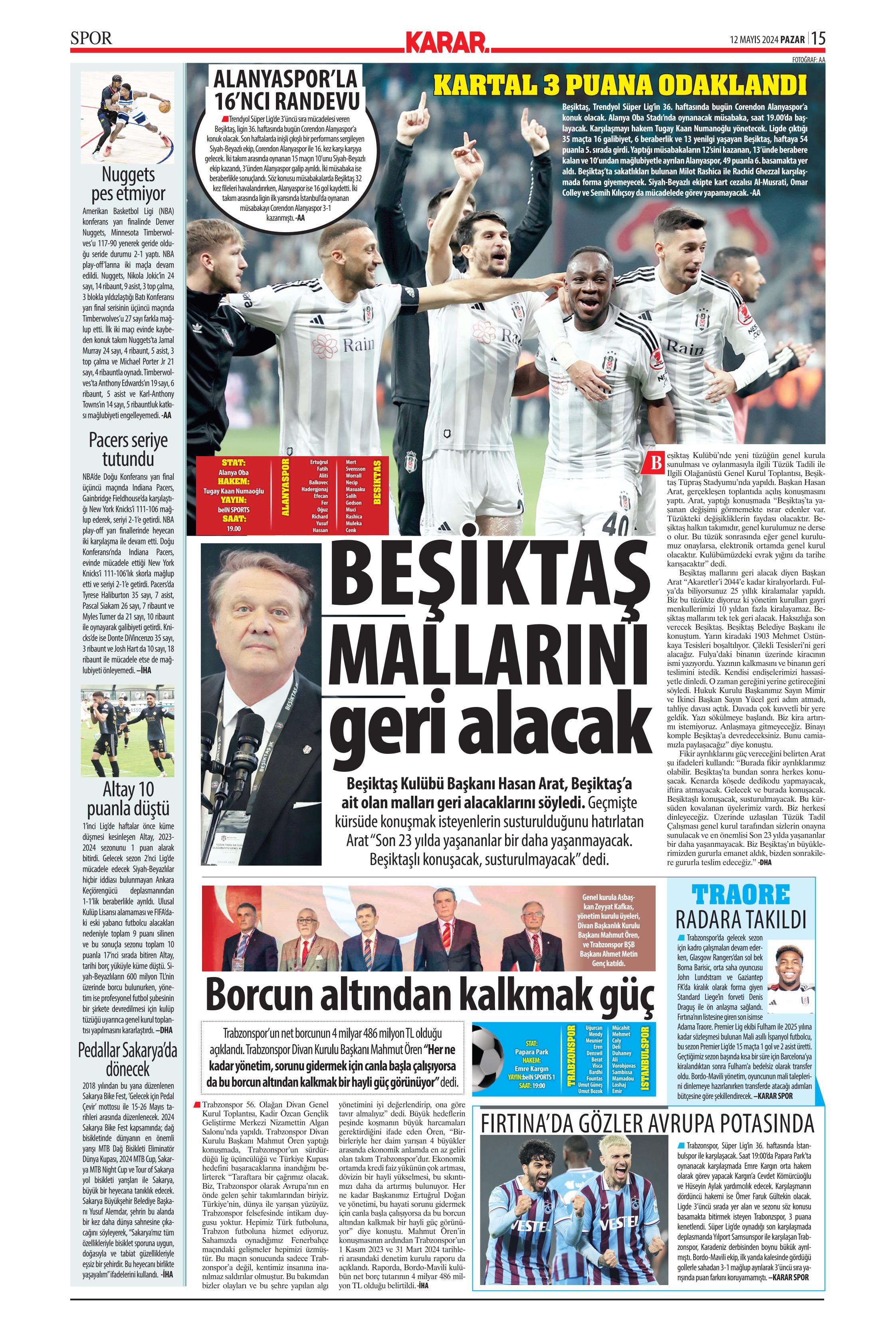 "Kerem piyangosu" | Sporun manşetleri (12 Mayıs 2024)  - 21. Foto