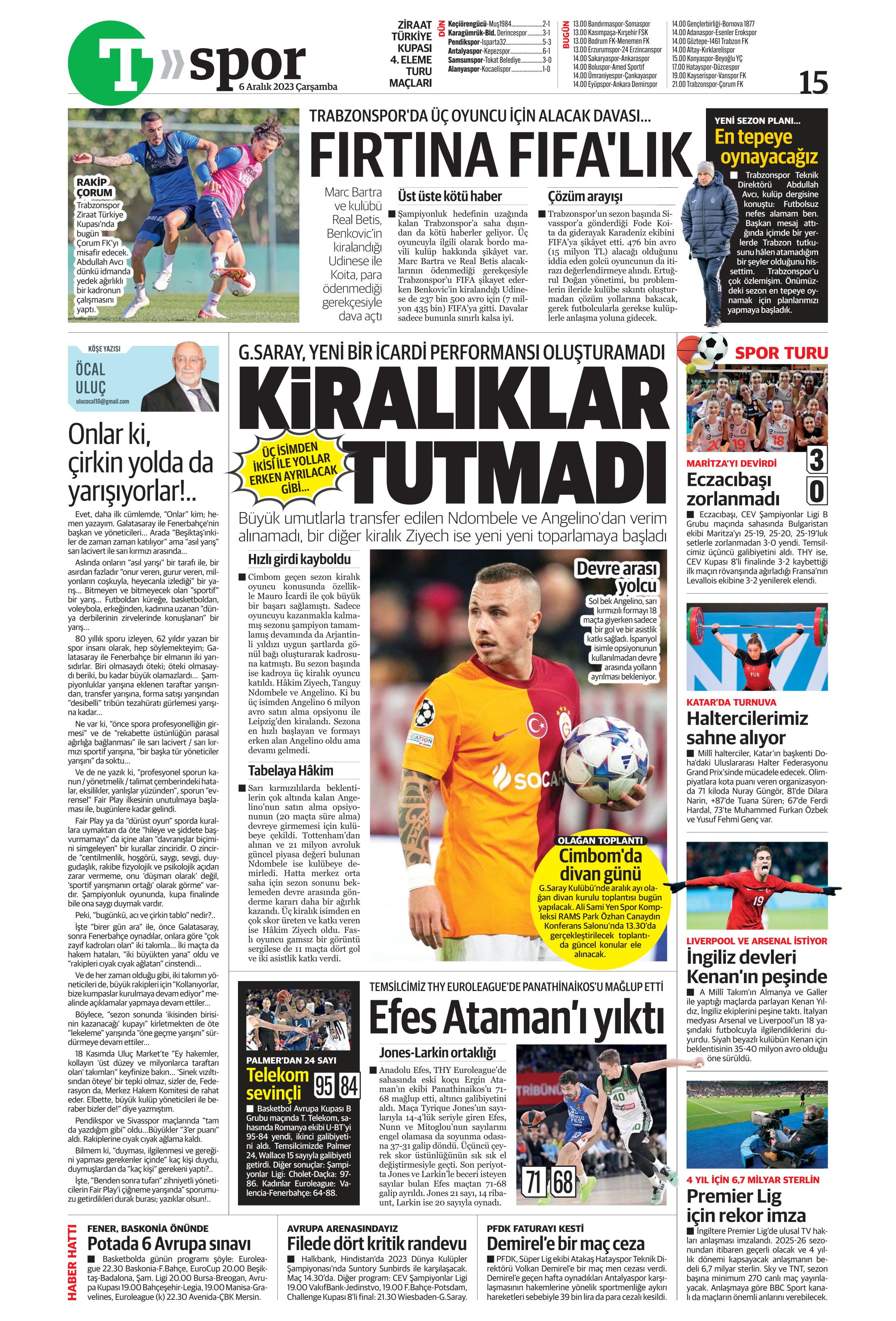 "Aslan'da operasyon başladı" | Sporun manşetleri (6 Aralık 2023)  - 33. Foto