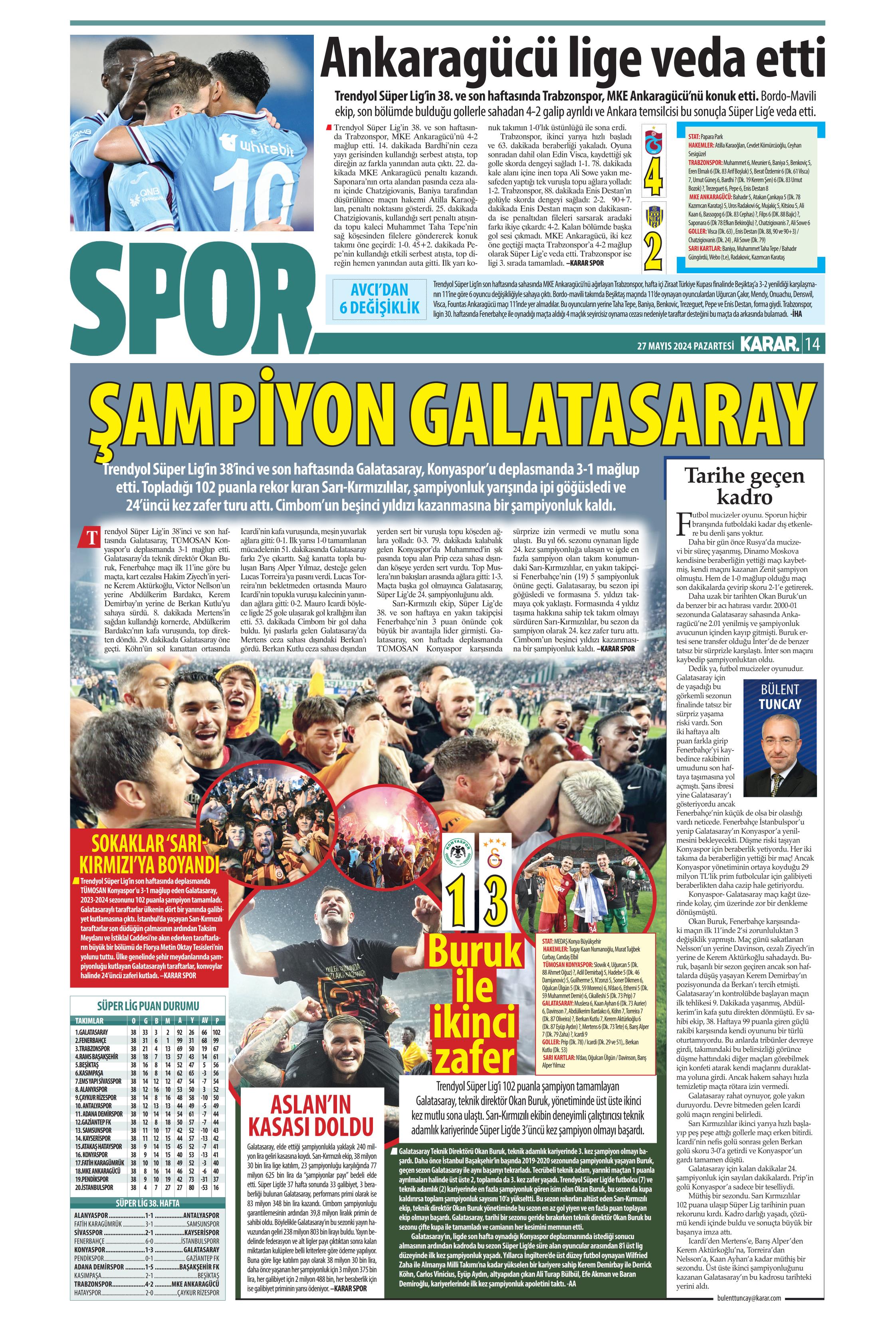"Mayısların kralı şampiyon Aslan!" | Sporun manşetleri (27 Mayıs 2024)  - 30. Foto