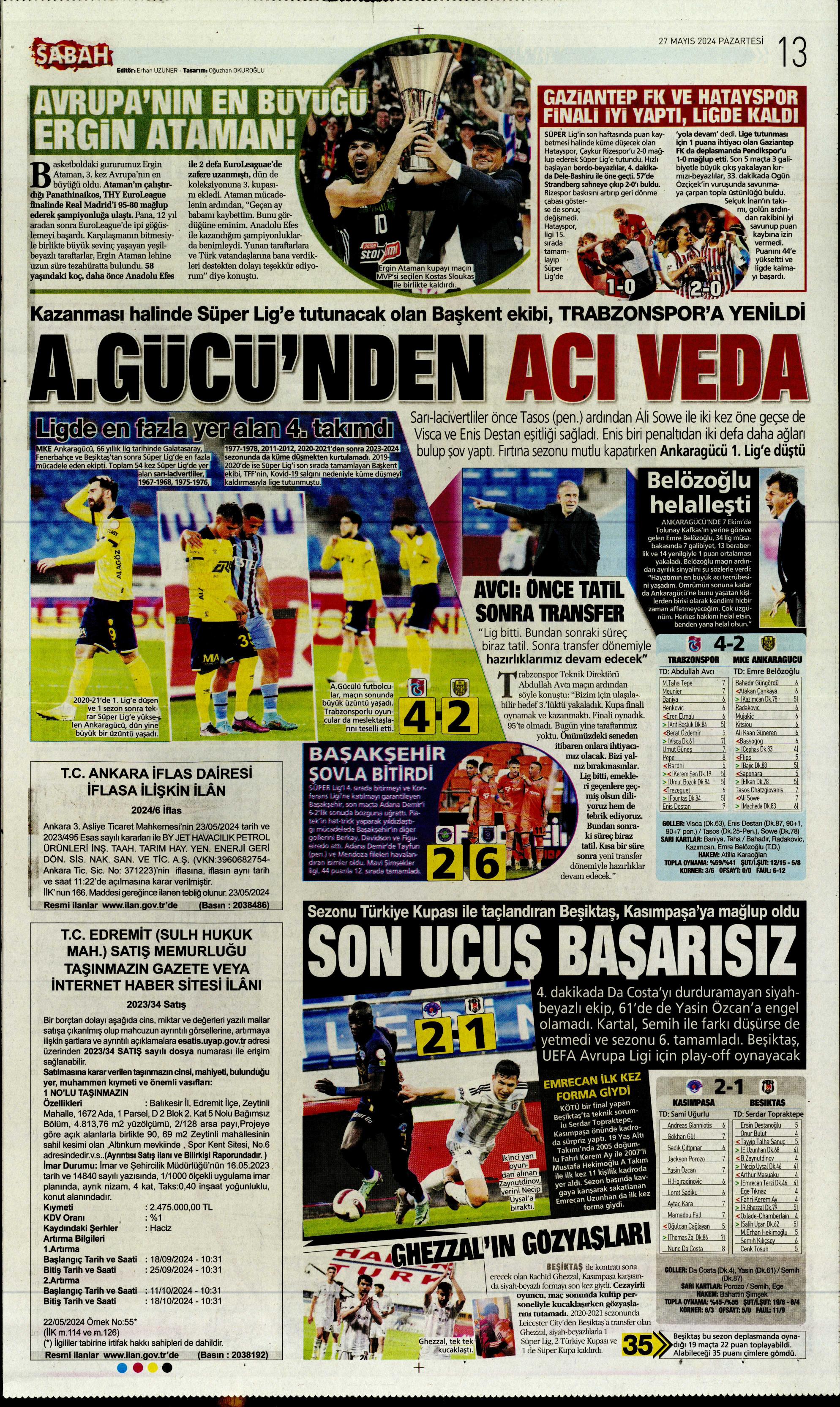 "Mayısların kralı şampiyon Aslan!" | Sporun manşetleri (27 Mayıs 2024)  - 39. Foto