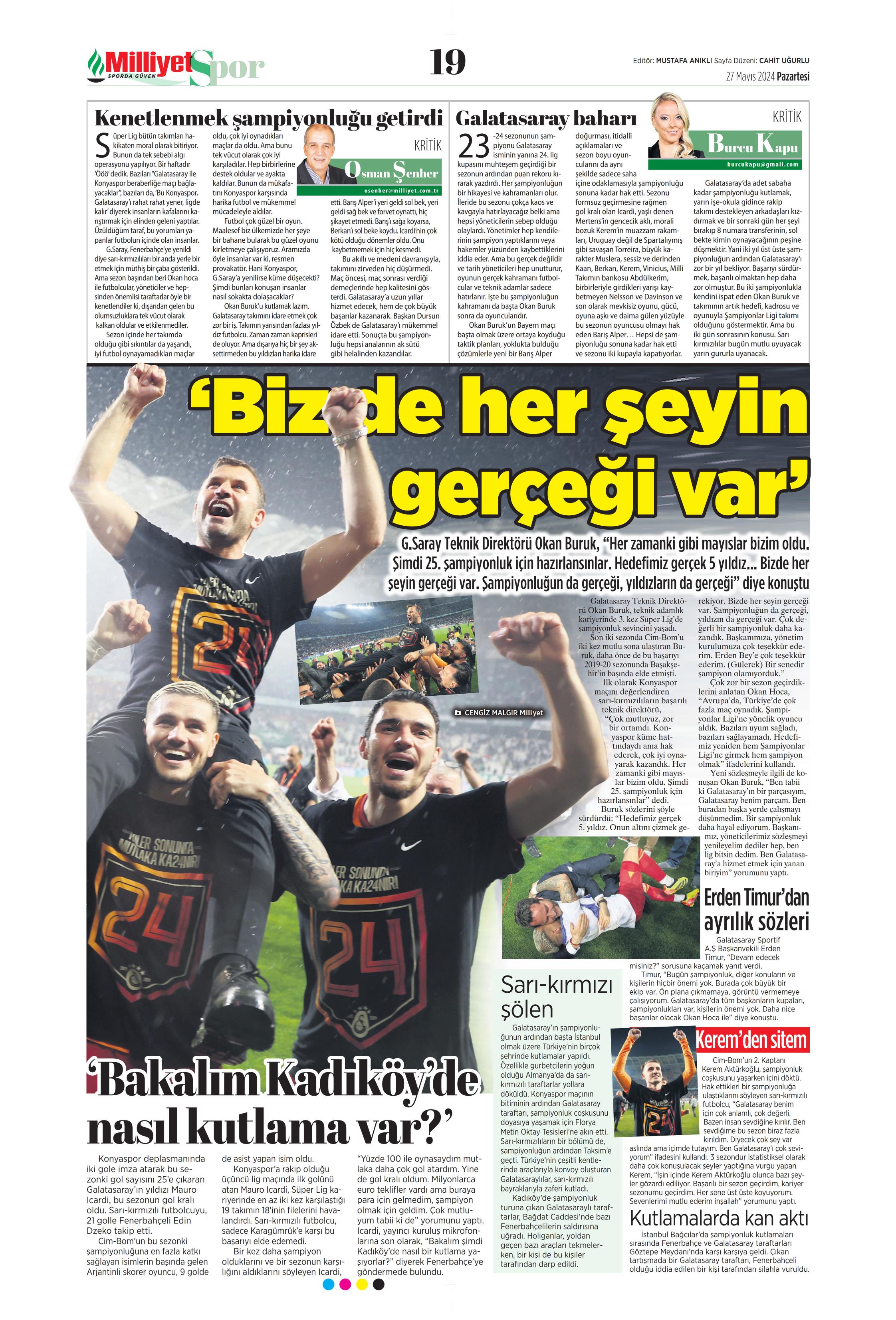 "Mayısların kralı şampiyon Aslan!" | Sporun manşetleri (27 Mayıs 2024)  - 34. Foto