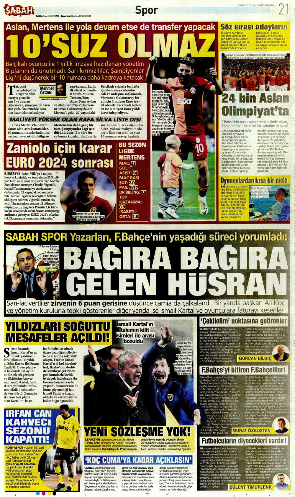 "Fenerbahçe'de deli sorular" | Sporun manşetleri (8 Mayıs 2024)  - 23. Foto