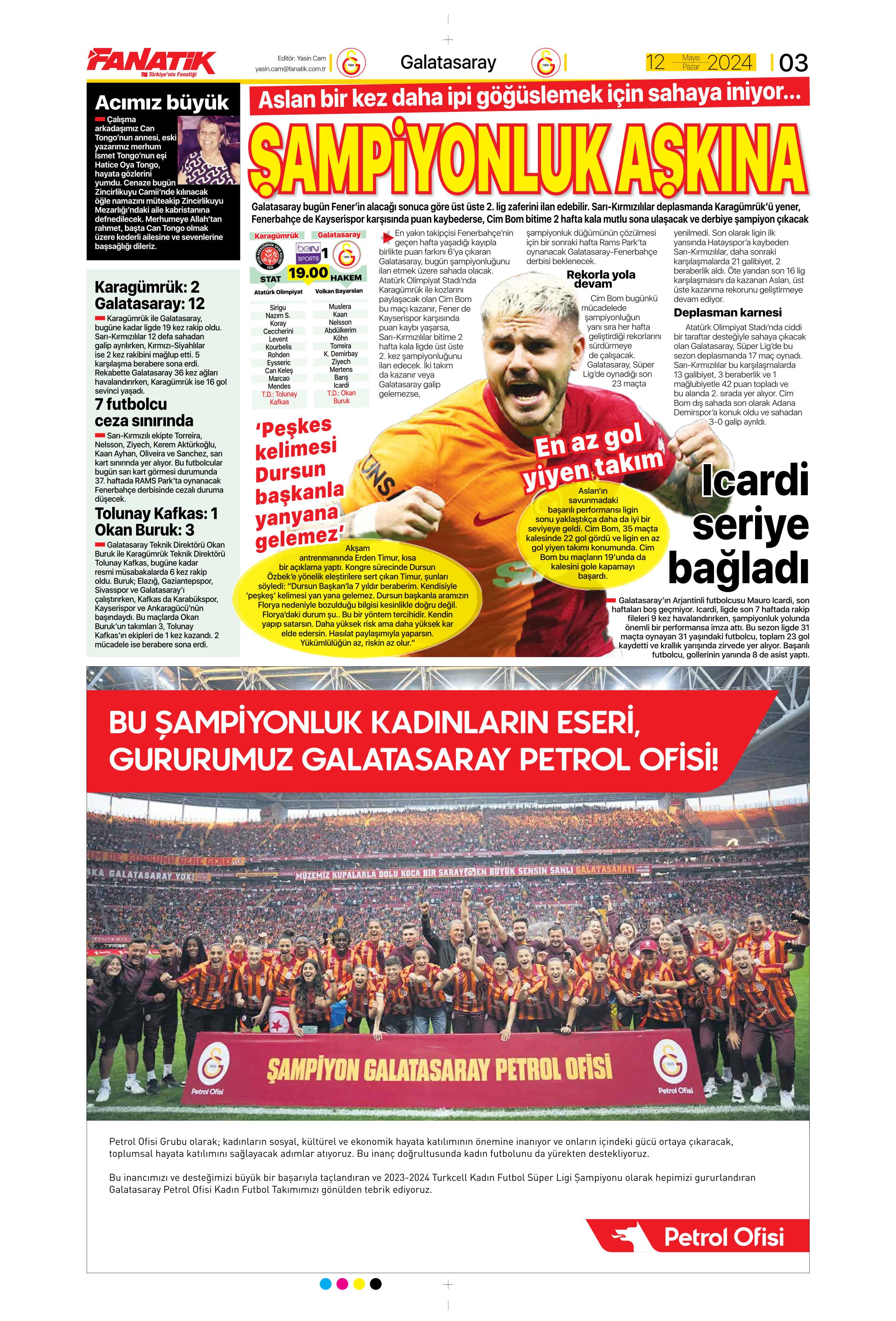 "Kerem piyangosu" | Sporun manşetleri (12 Mayıs 2024)  - 5. Foto
