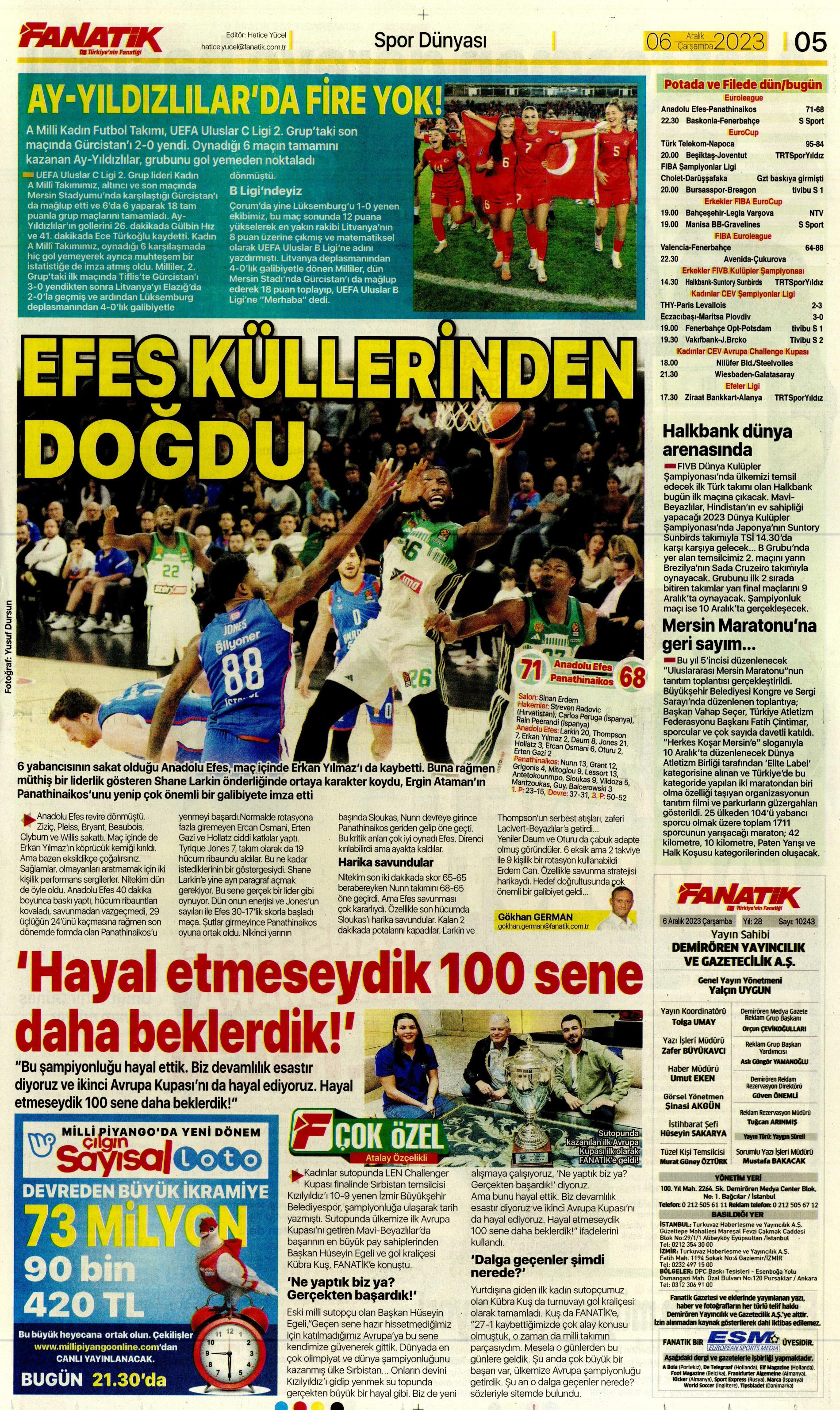 "Aslan'da operasyon başladı" | Sporun manşetleri (6 Aralık 2023)  - 8. Foto