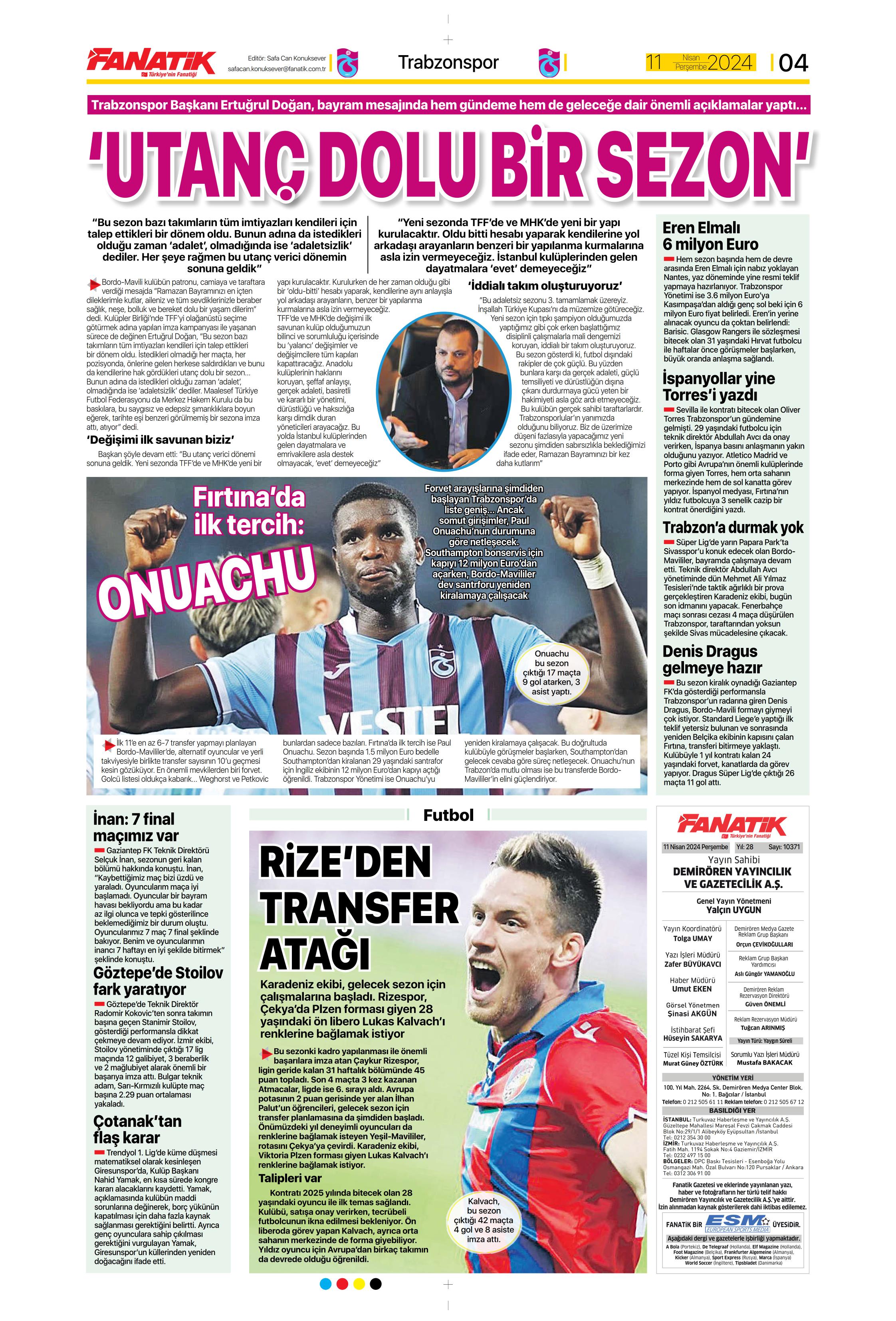 "Terim'in yerine Santos" | Sporun manşetleri (11 Nisan 2024)  - 7. Foto