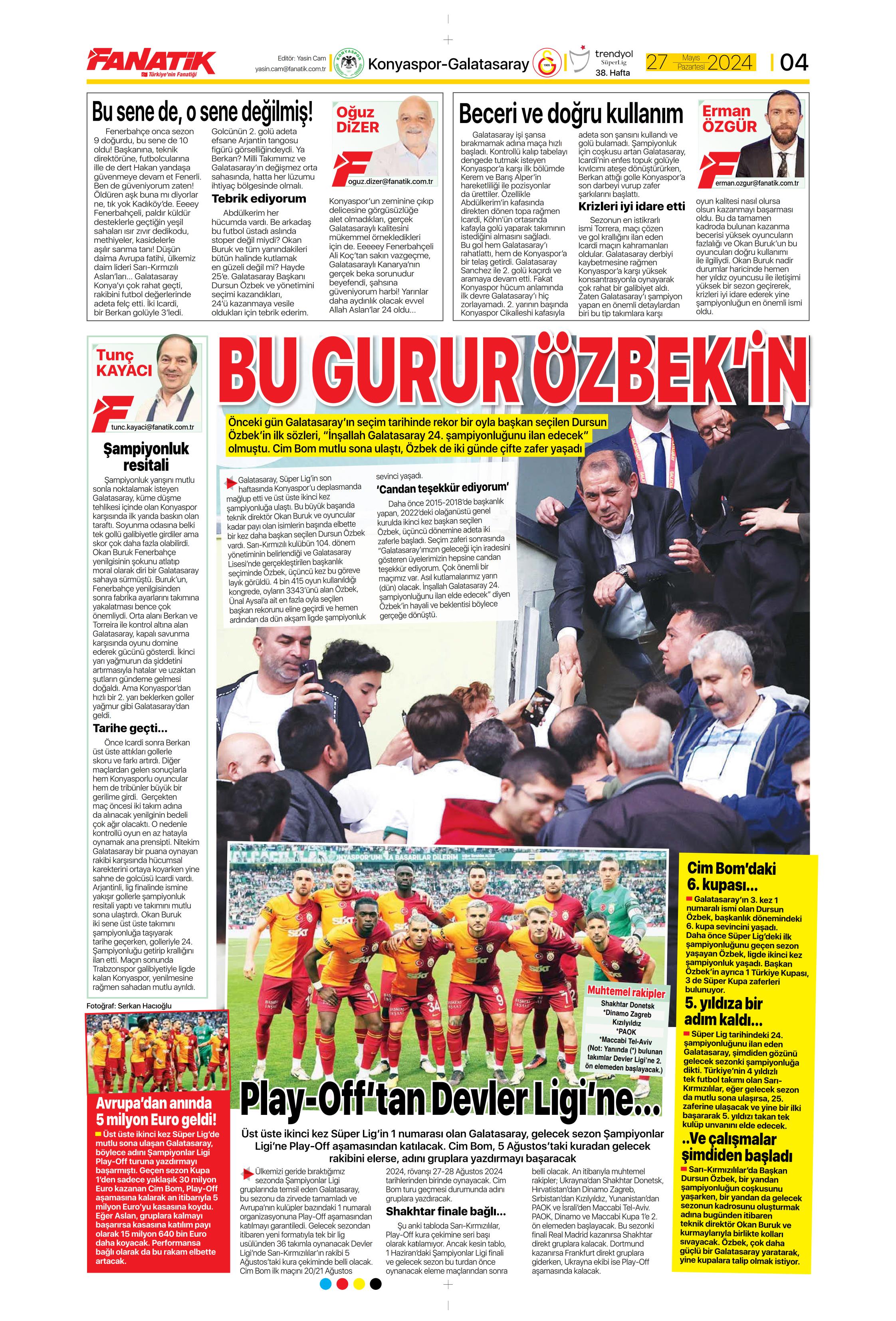 "Mayısların kralı şampiyon Aslan!" | Sporun manşetleri (27 Mayıs 2024)  - 8. Foto