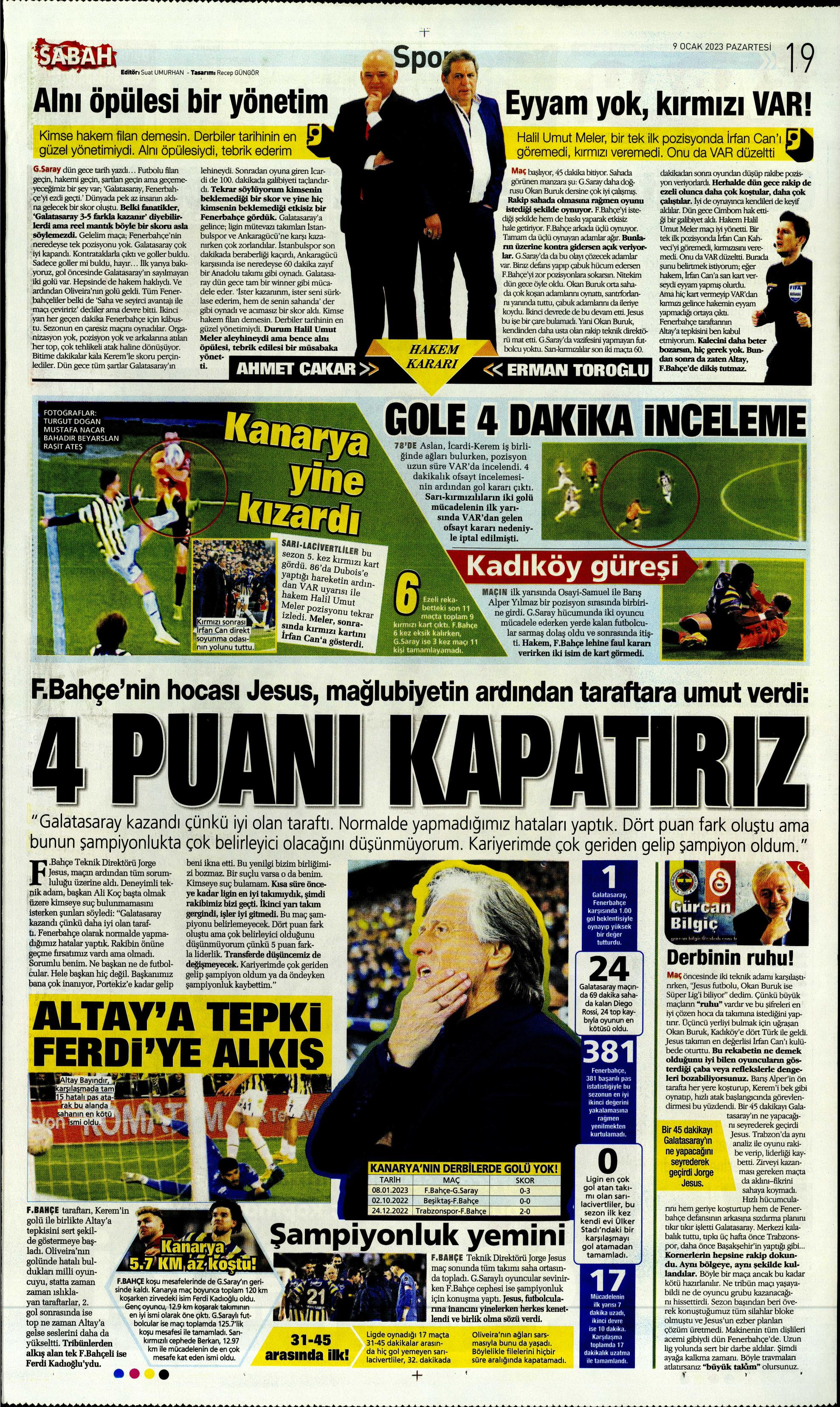 Sporun Manşetleri (9 Ocak 2023)  - 42. Foto