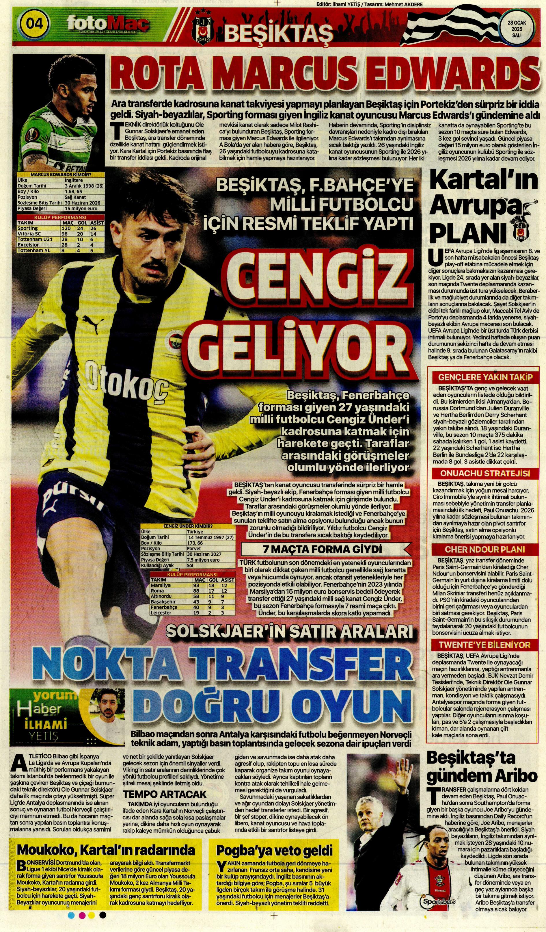 "Sıradaki transfer sol bek" | Sporun manşetleri  - 14. Foto