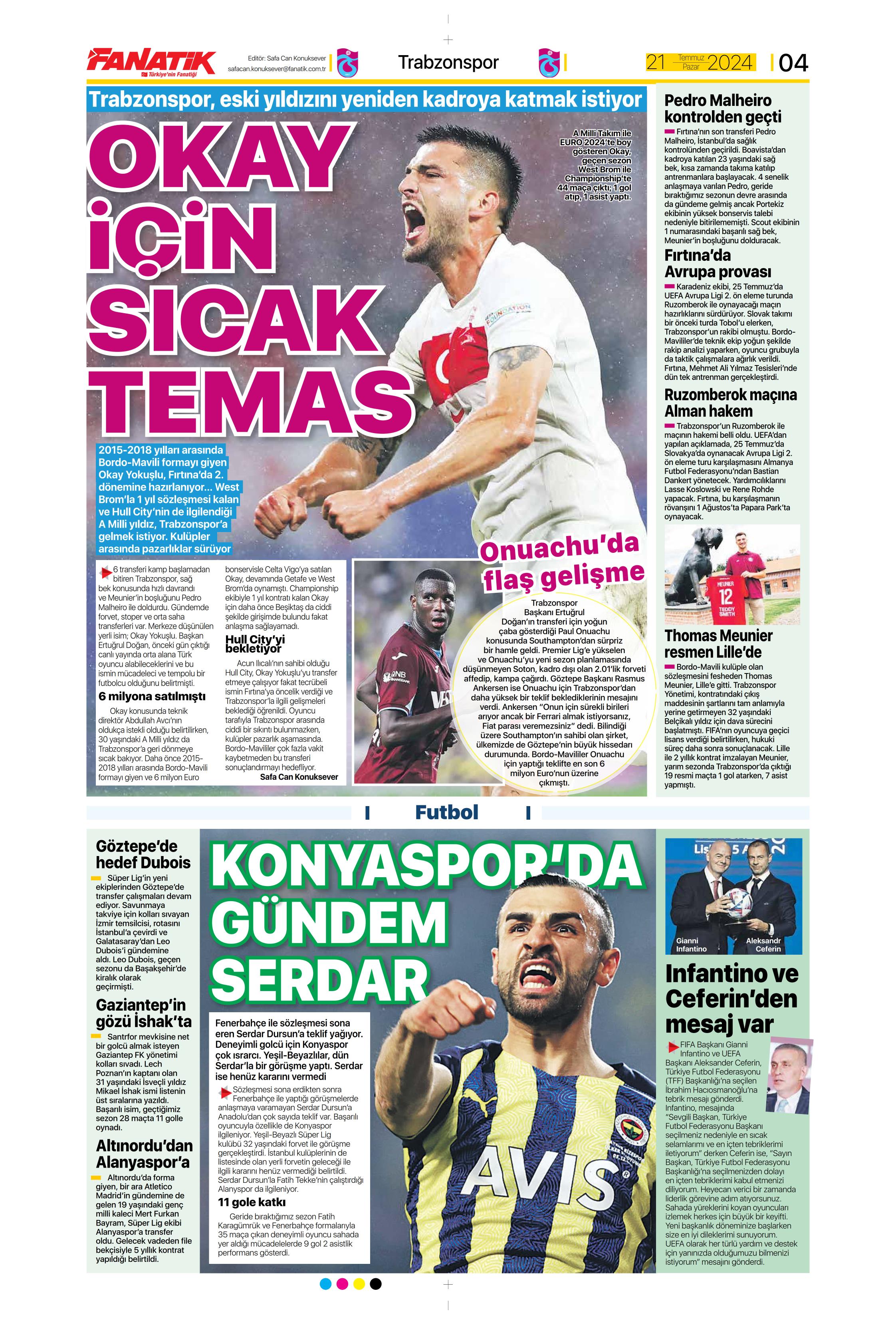 "Fenerbahçe'den Berge hamlesi" | Sporun Manşetleri (21 Temmuz 2024)  - 5. Foto
