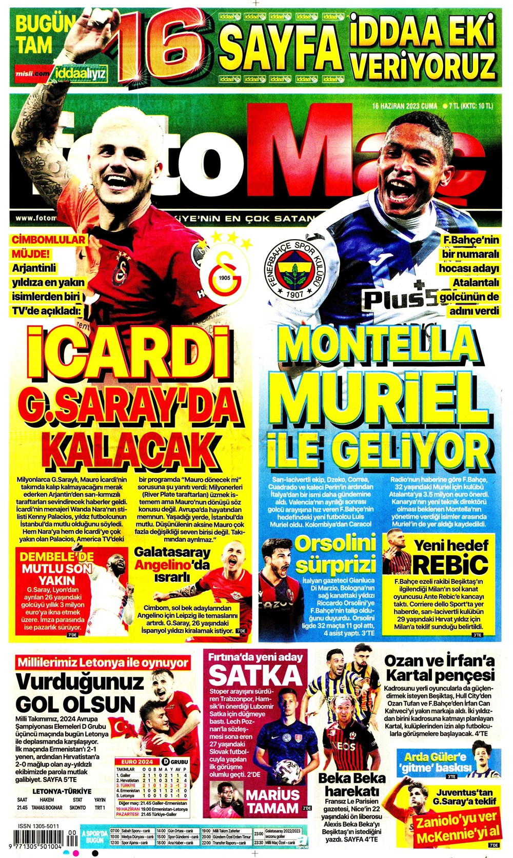 "Dzeko çok yakın" Sporun manşetleri (16 Haziran 2023)  - 8. Foto