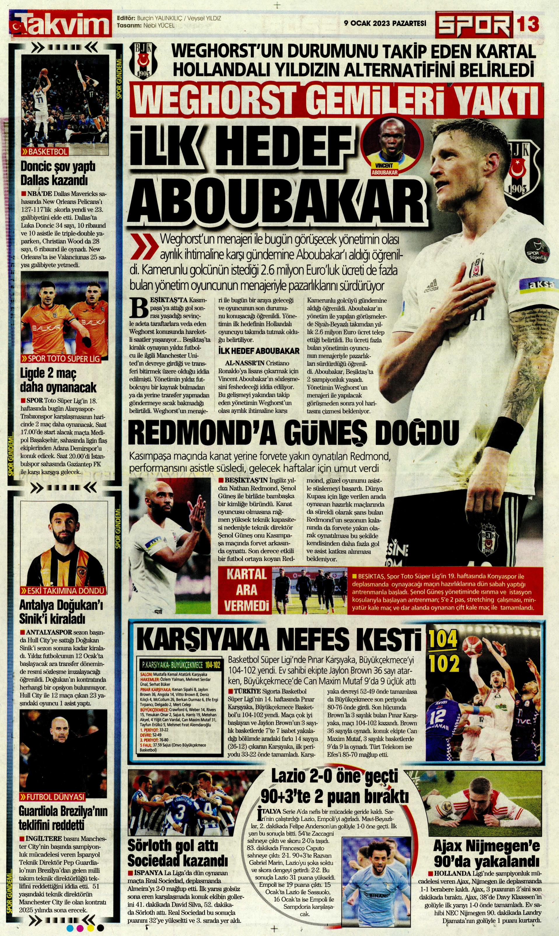 Sporun Manşetleri (9 Ocak 2023)  - 44. Foto