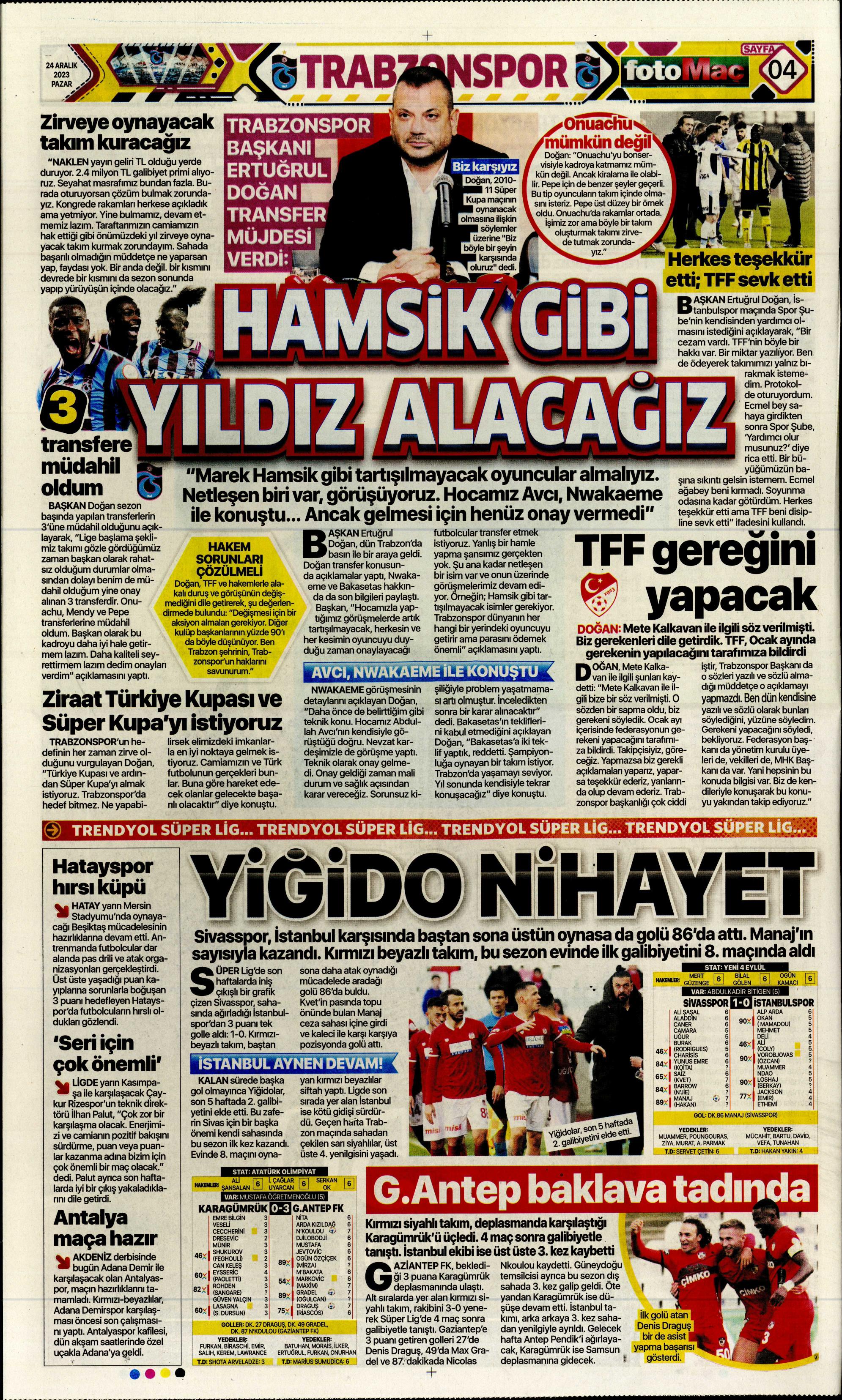 "Flick takımı görünce vazgeçti" | Sporun manşetleri (24 Aralık 2023)  - 13. Foto