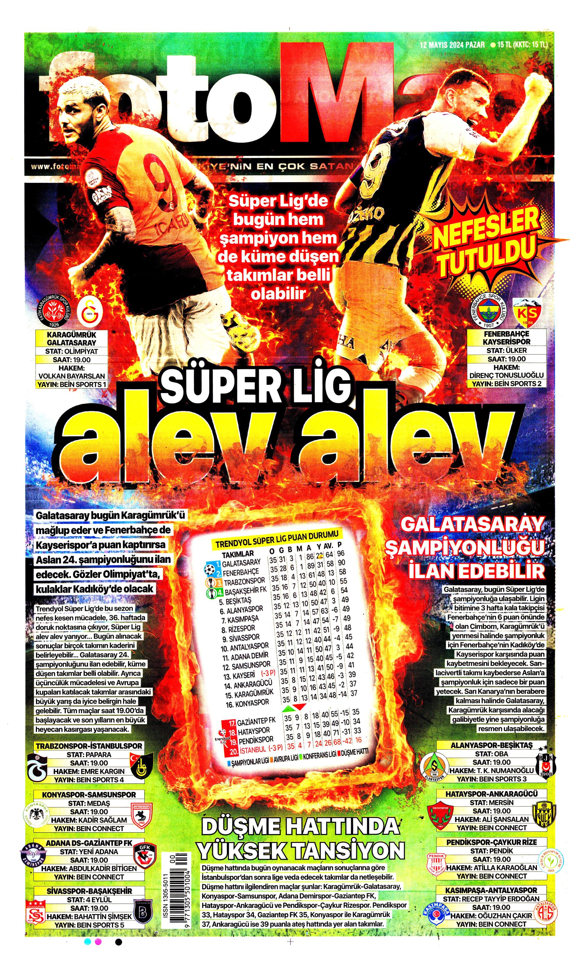 "Kerem piyangosu" | Sporun manşetleri (12 Mayıs 2024)  - 12. Foto