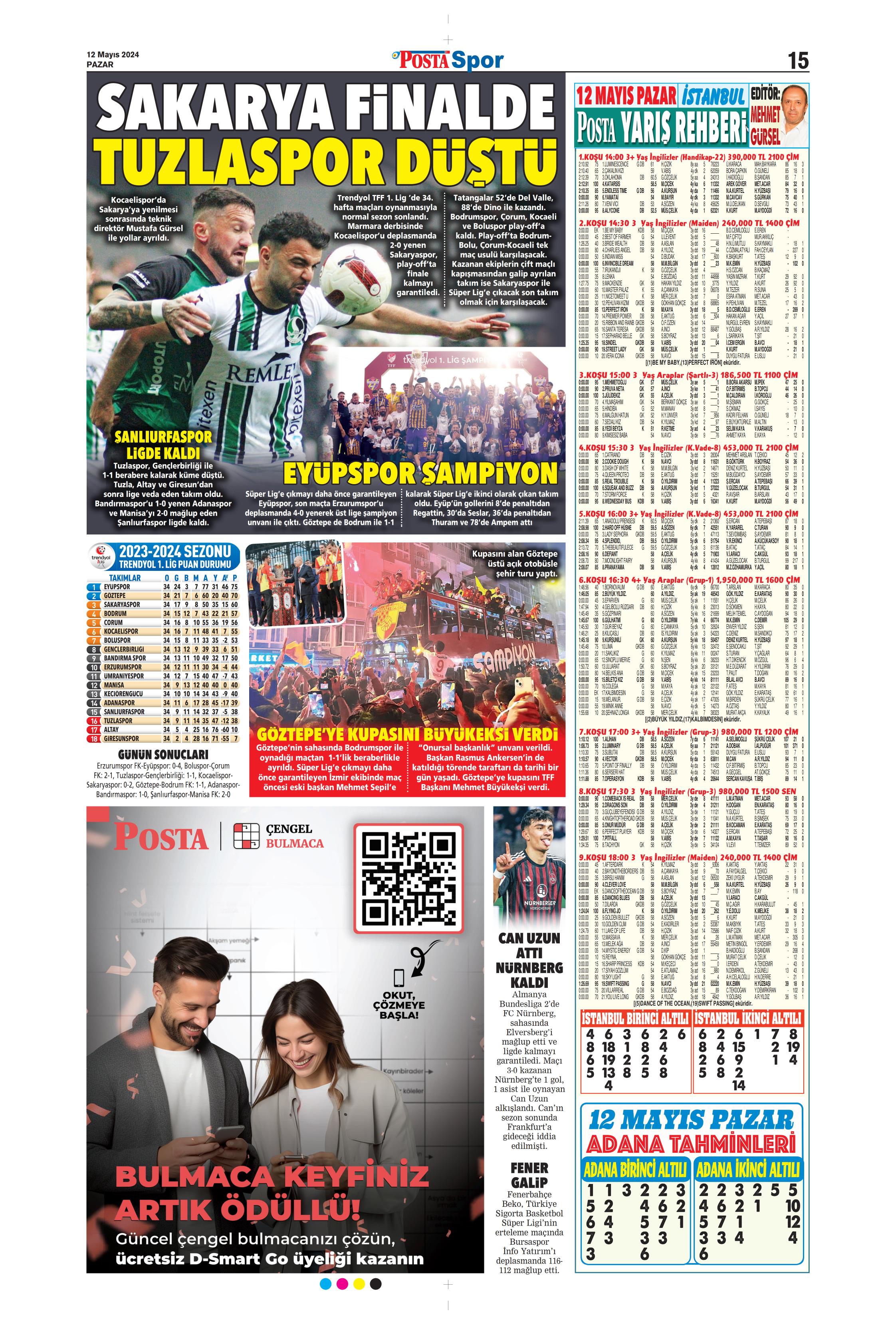 "Kerem piyangosu" | Sporun manşetleri (12 Mayıs 2024)  - 27. Foto