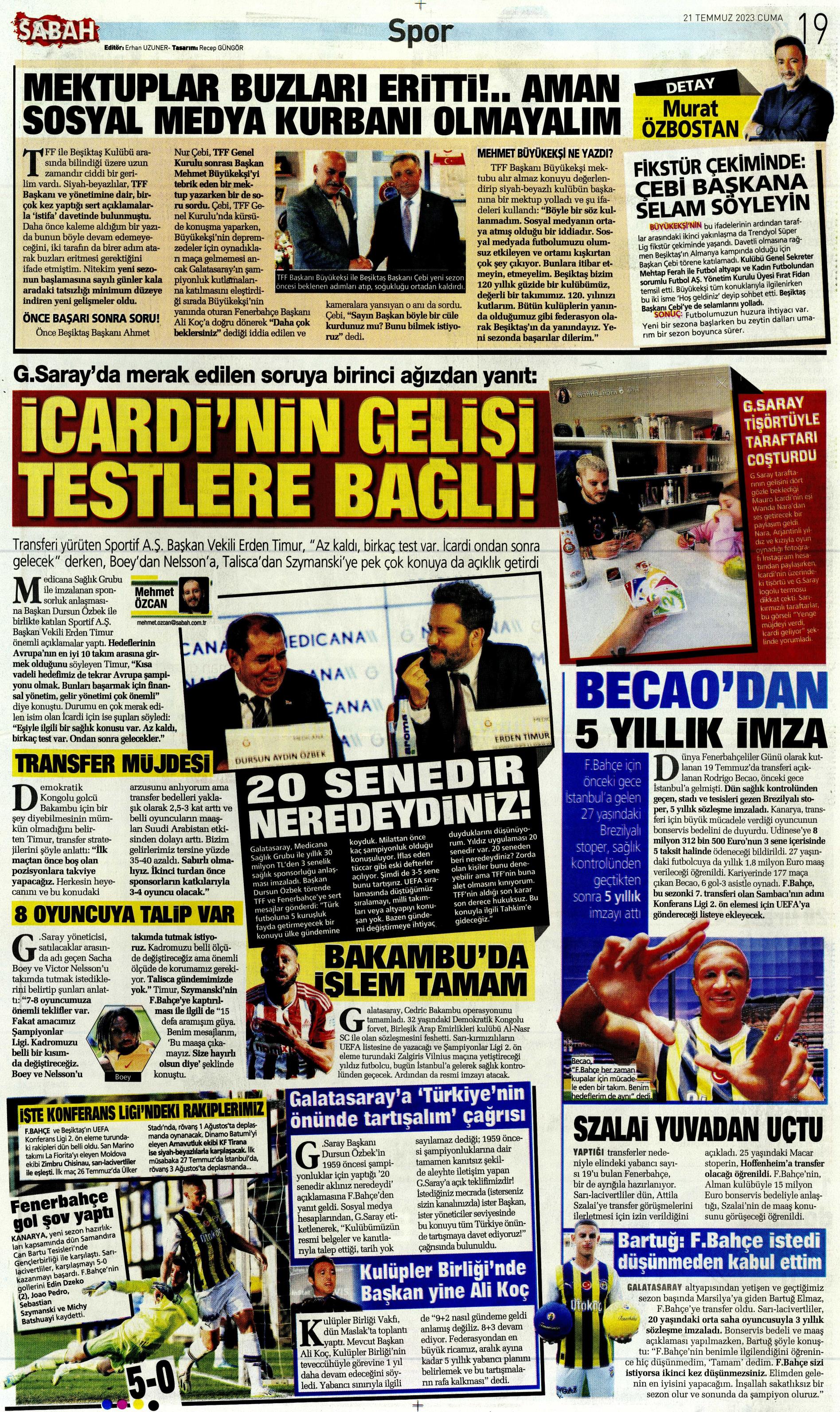"Zaha için rekor teklif" | Sporun Manşetleri  - 26. Foto