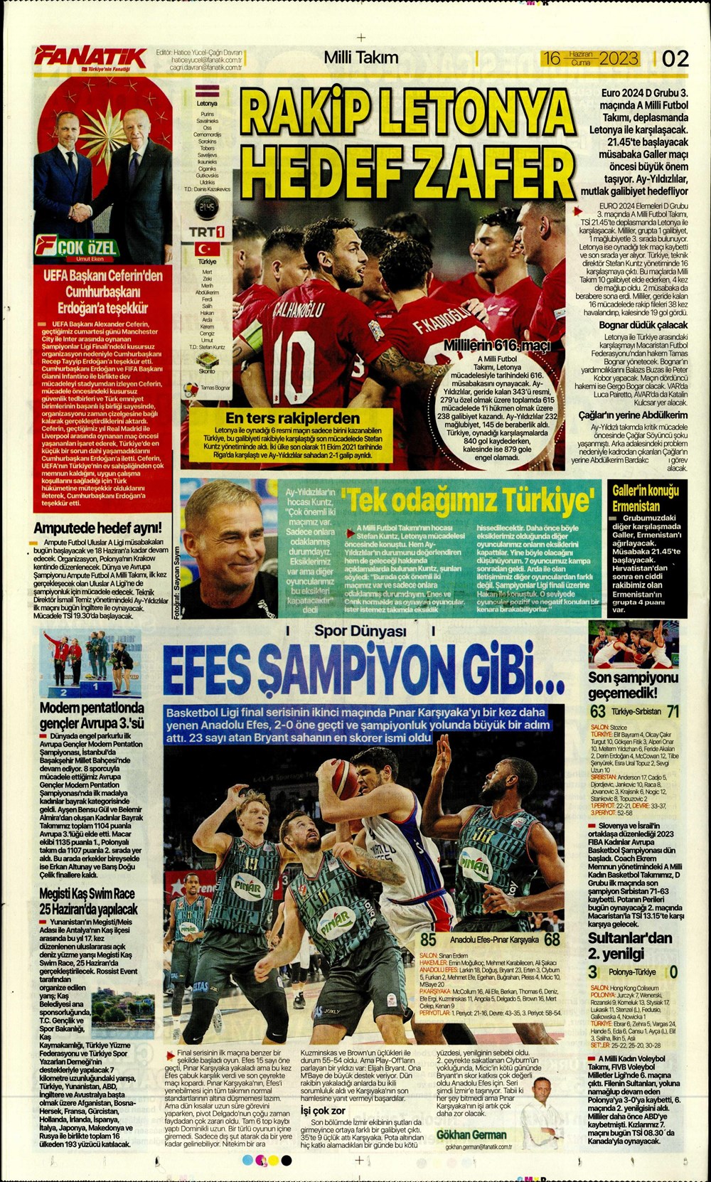 "Dzeko çok yakın" Sporun manşetleri (16 Haziran 2023)  - 4. Foto