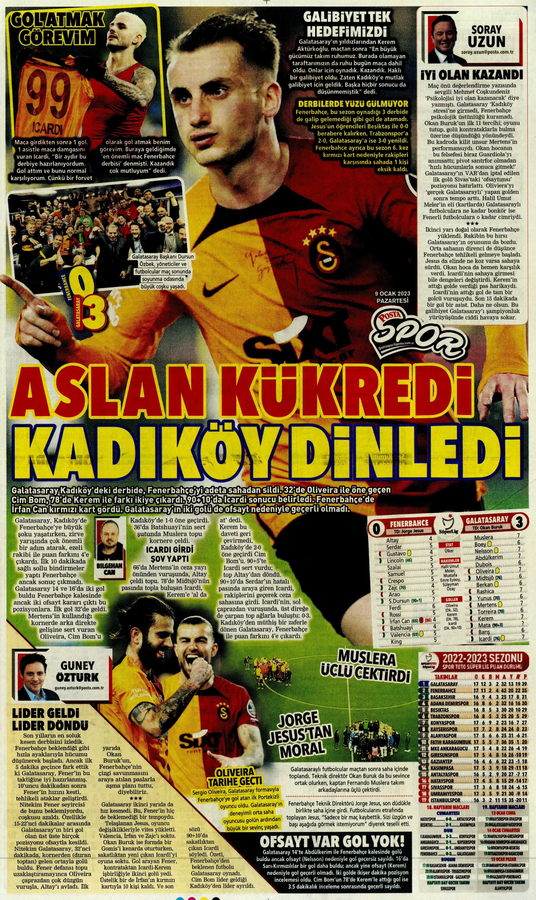 Sporun Manşetleri (9 Ocak 2023)  - 36. Foto