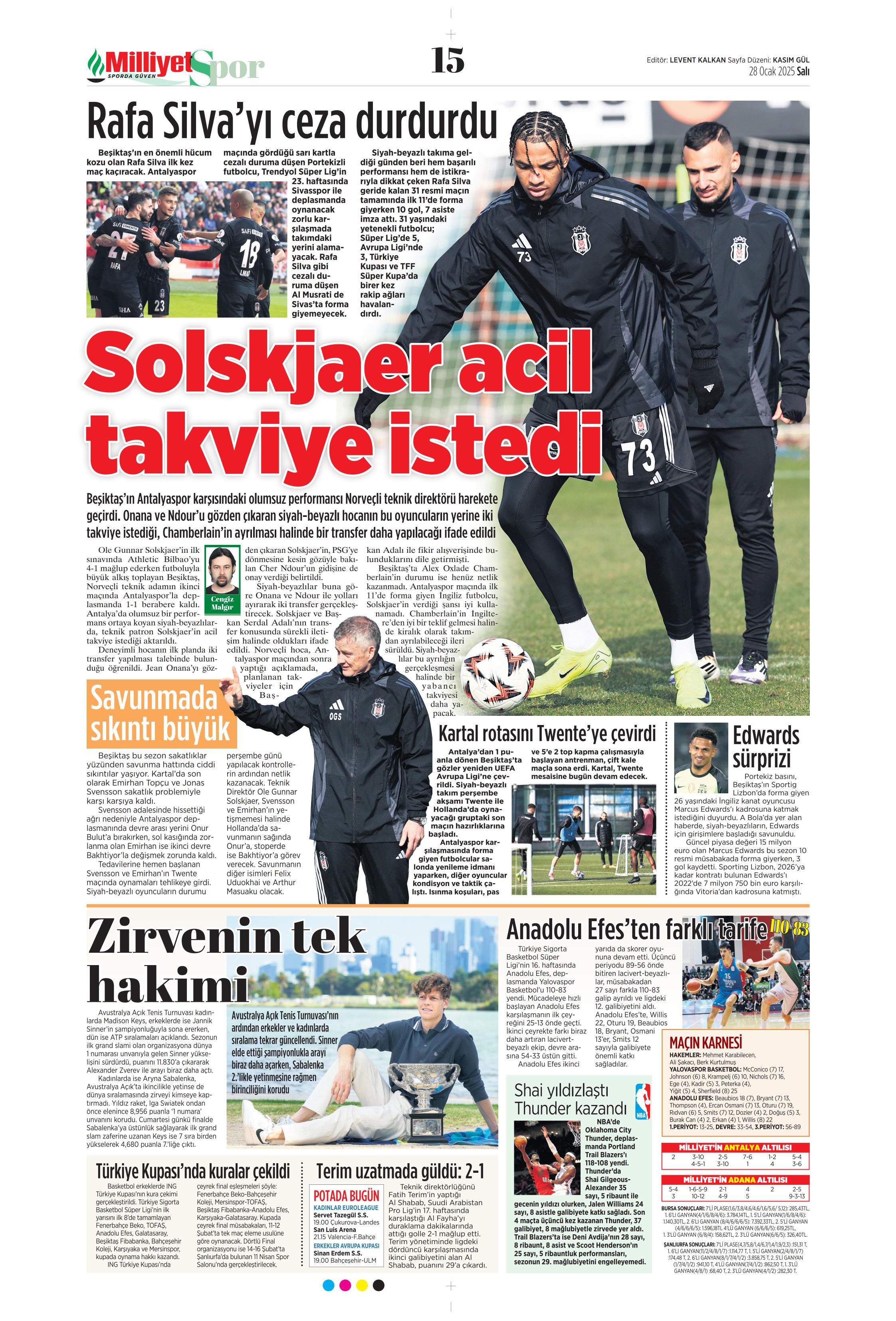 "Sıradaki transfer sol bek" | Sporun manşetleri  - 22. Foto