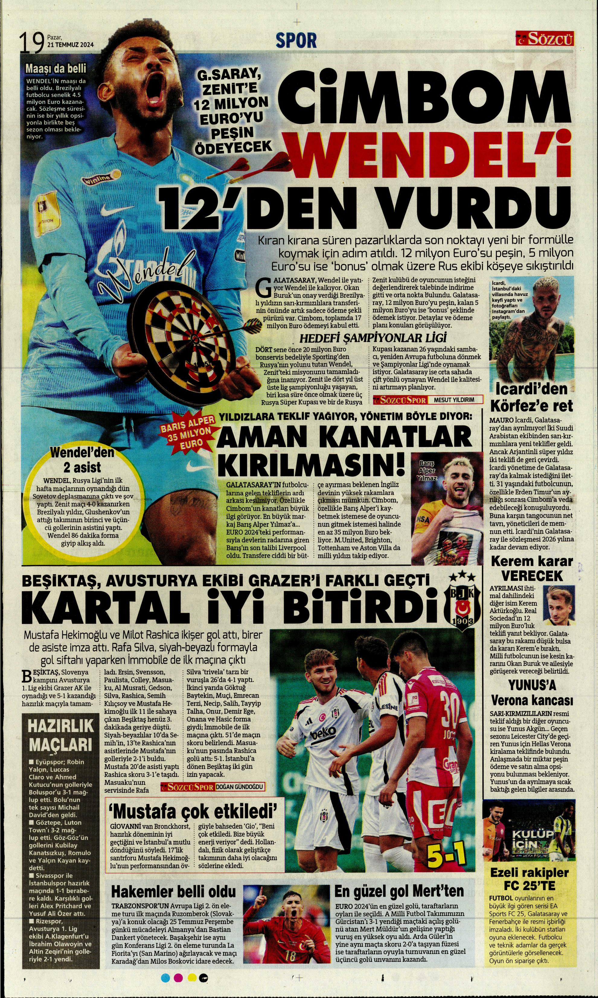 "Fenerbahçe'den Berge hamlesi" | Sporun Manşetleri (21 Temmuz 2024)  - 32. Foto