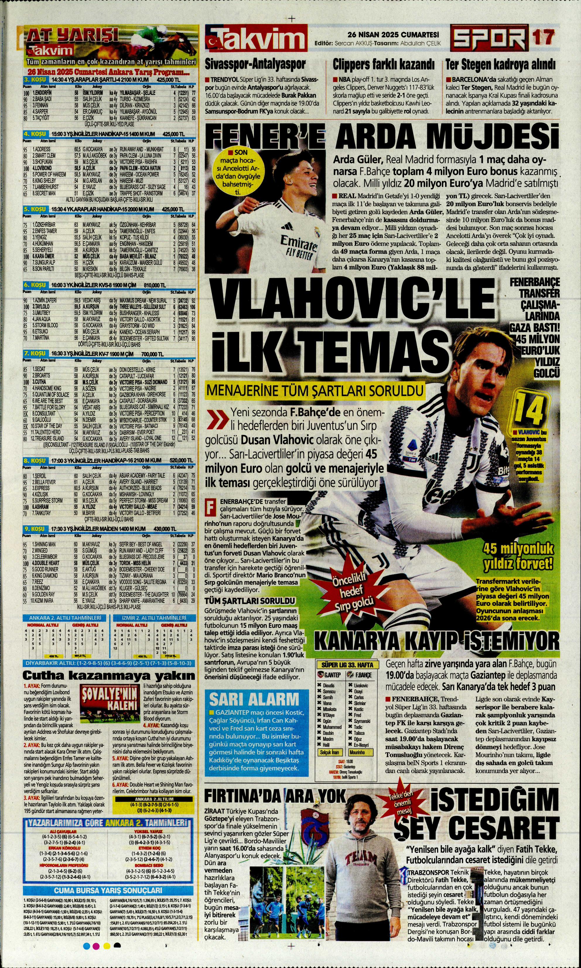 "Vlahovic'le ilk temas" | Sporun manşetleri  - 34. Foto