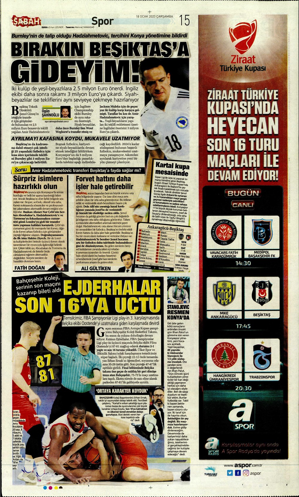 Sporun Manşetleri (18 Ocak 2023) - 27. Foto