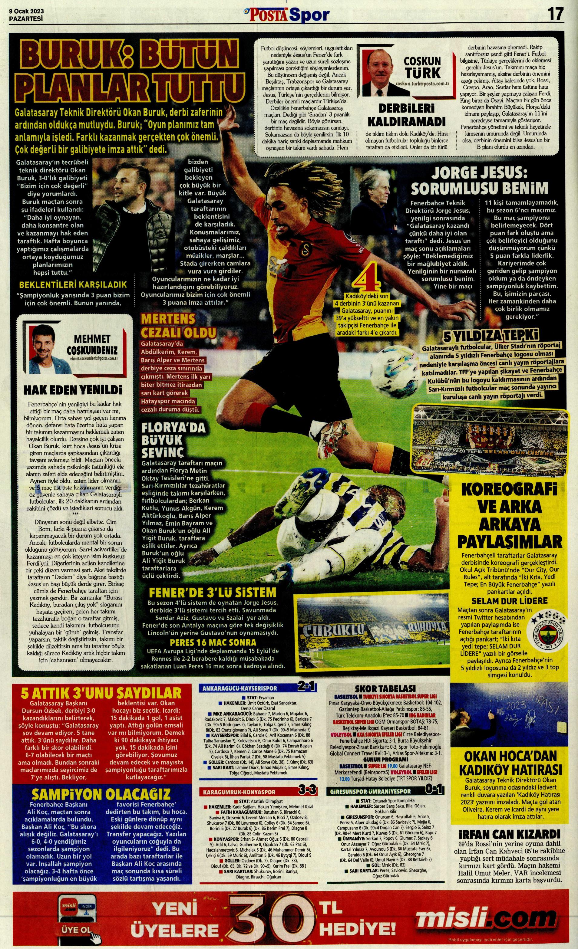 Sporun Manşetleri (9 Ocak 2023)  - 37. Foto