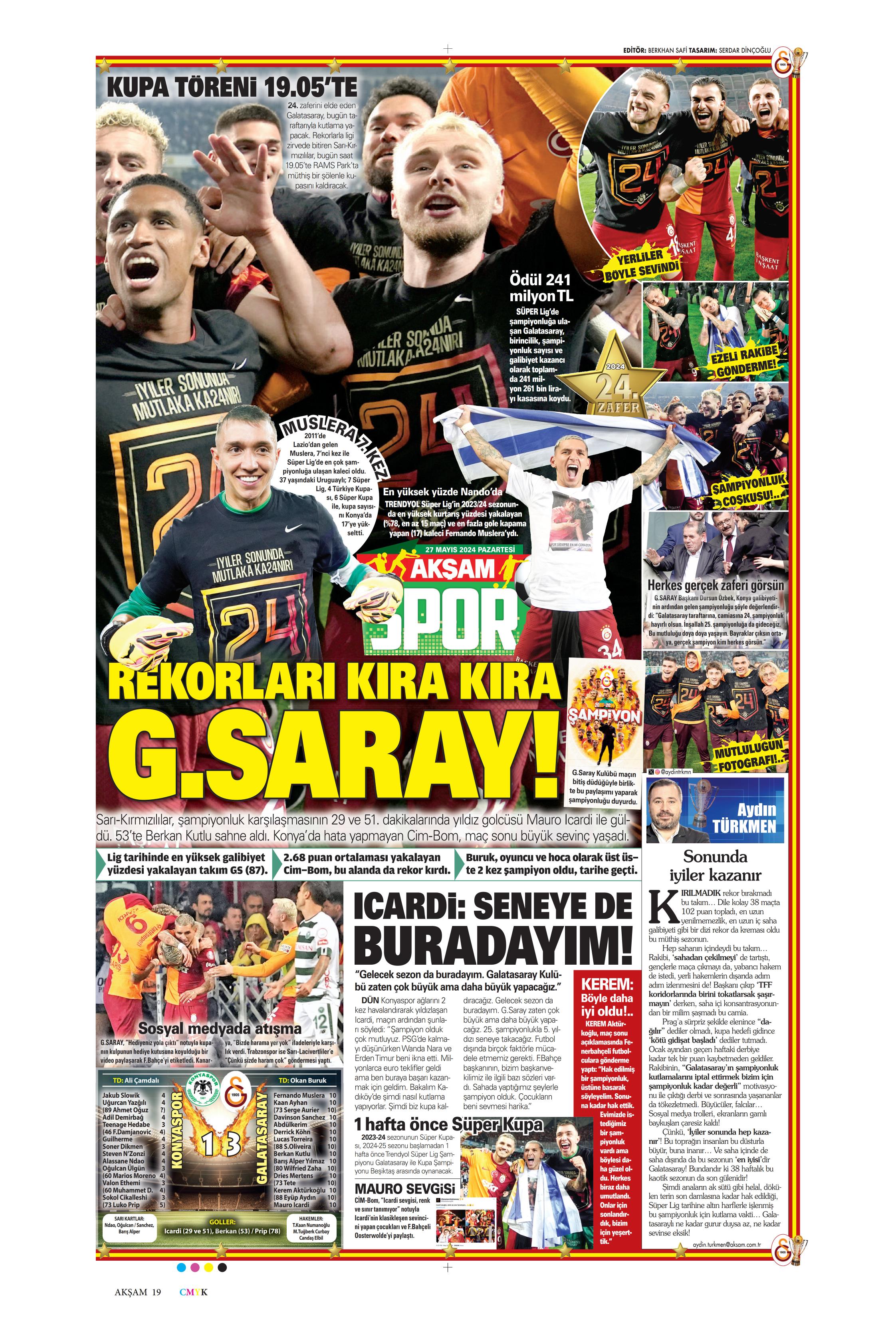 "Mayısların kralı şampiyon Aslan!" | Sporun manşetleri (27 Mayıs 2024)  - 5. Foto