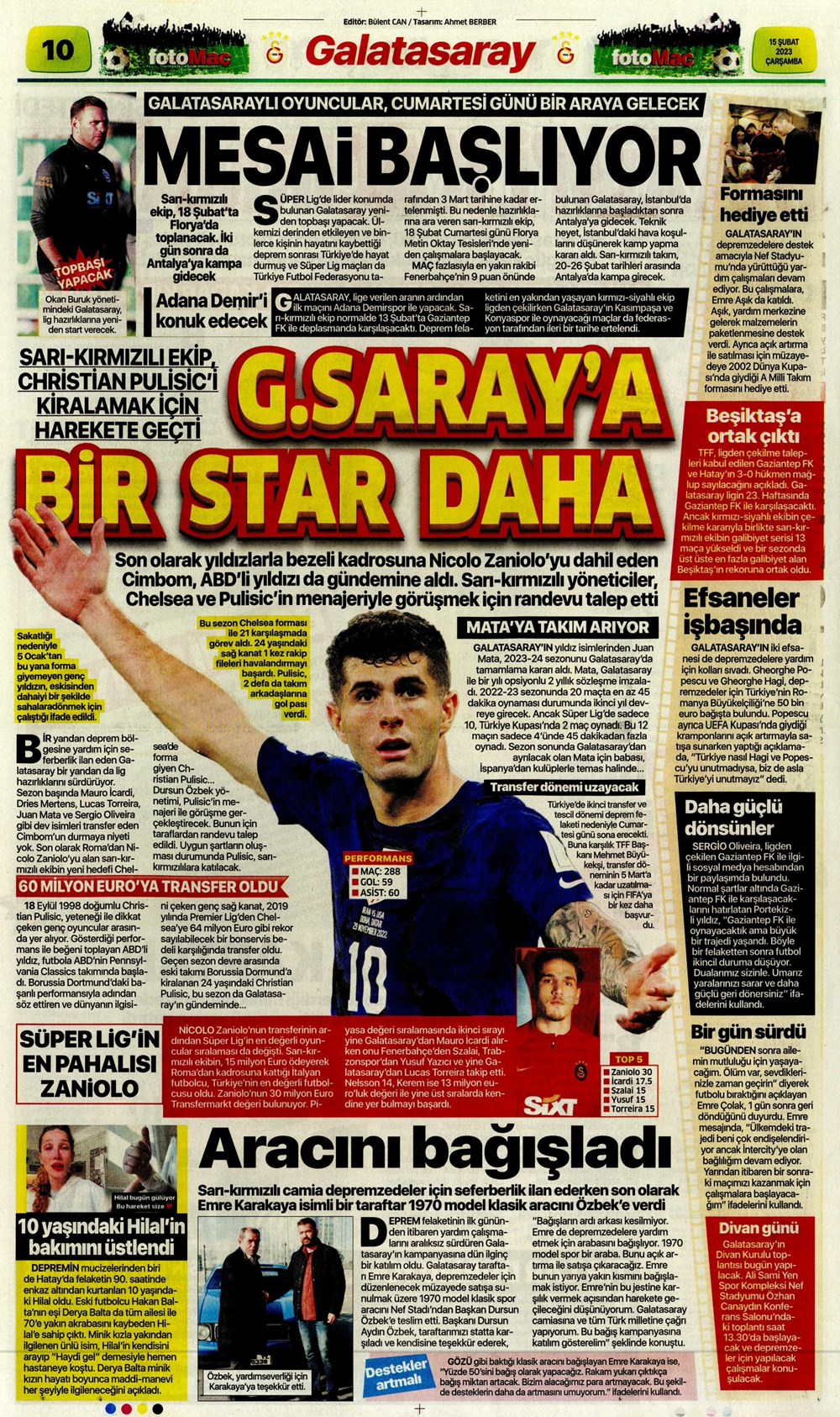 "Chelsea'nin yıldızı Cimbom'a" Sporun Manşetleri  - 7. Foto