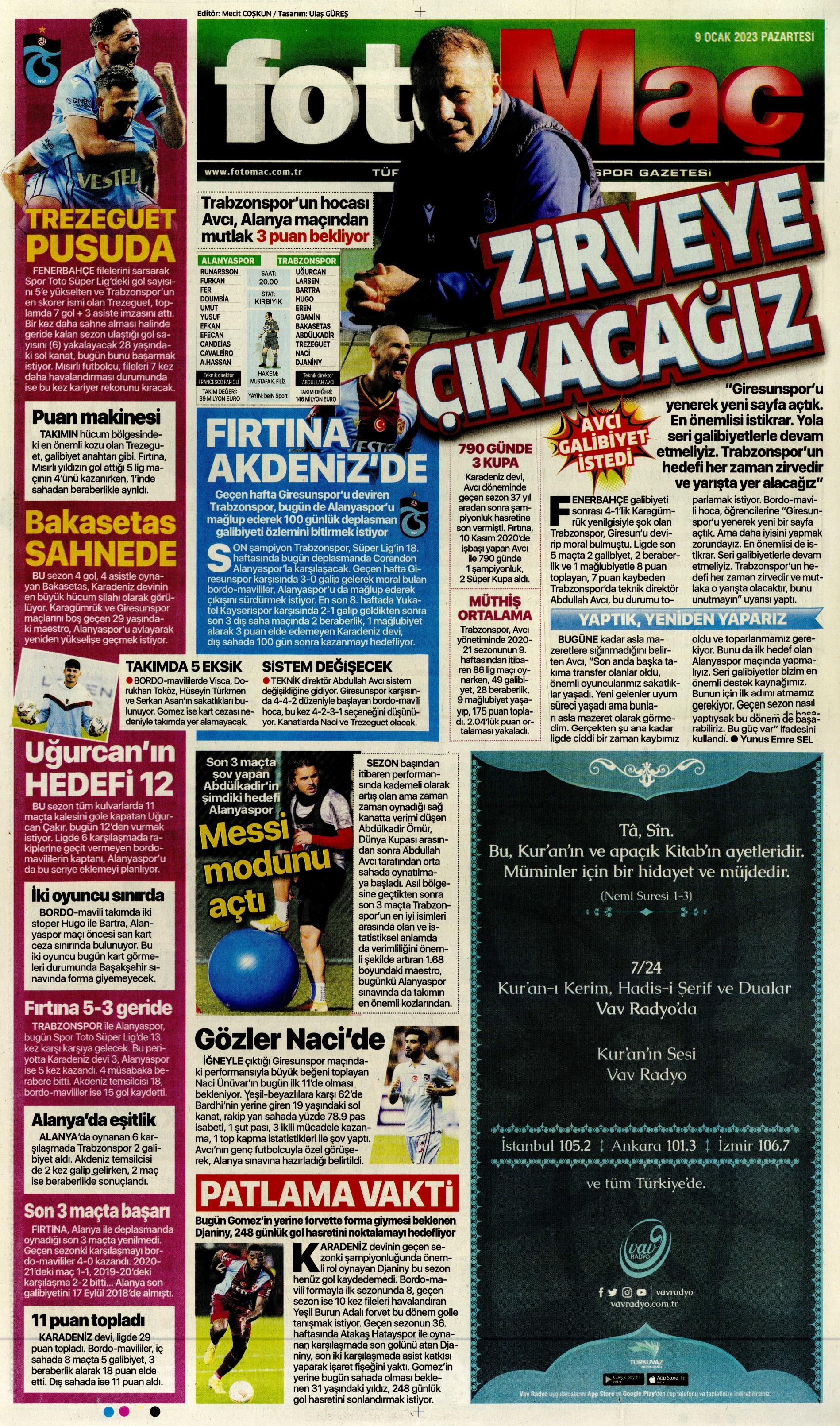 Sporun Manşetleri (9 Ocak 2023)  - 13. Foto