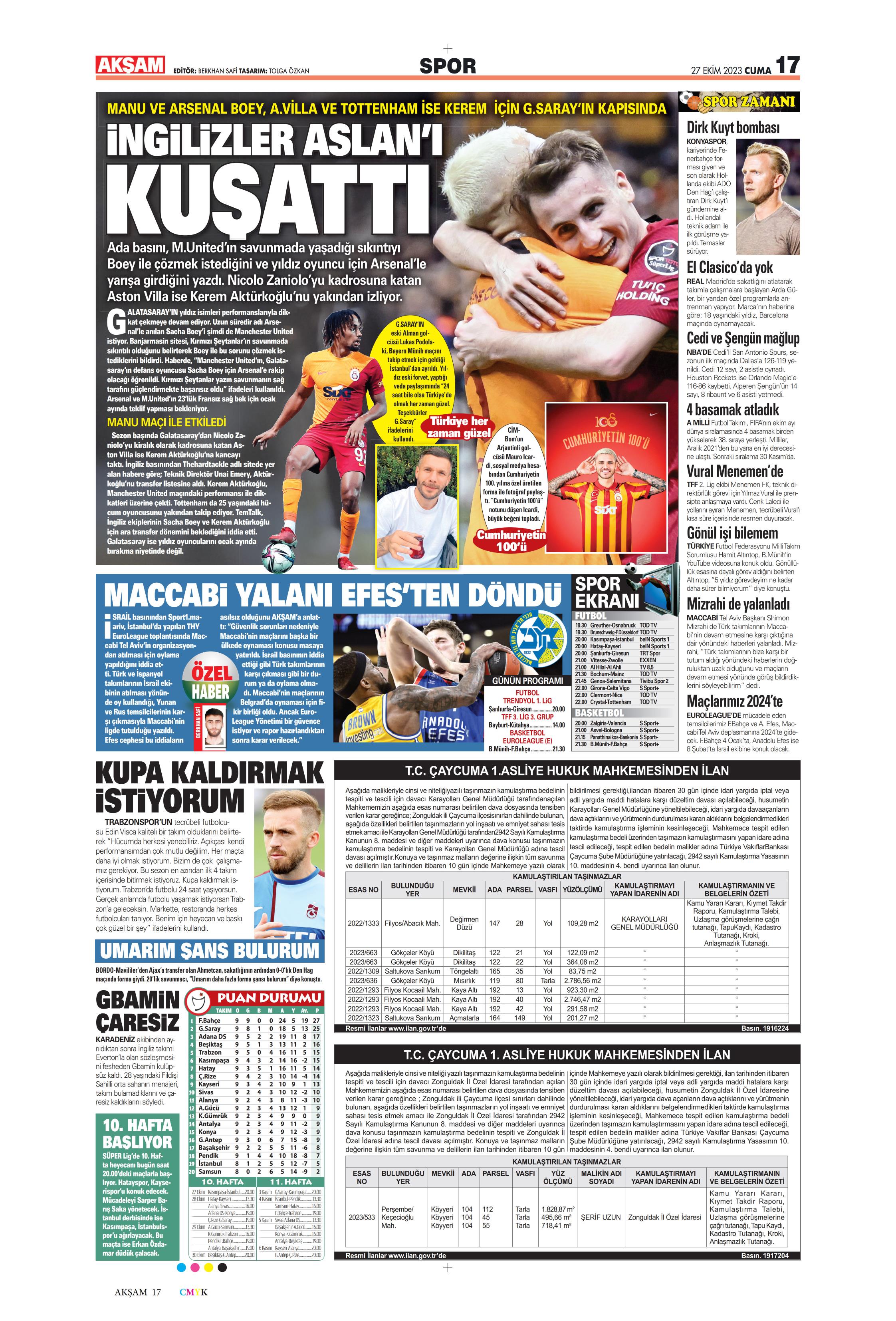 "Yüzyılın Fener'i" | Sporun manşetleri (27 Ekim 2023)  - 1. Foto